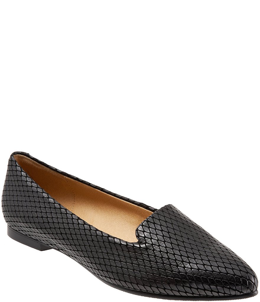 Trotters Harlowe Pattern Detail Leather Flat Loafers