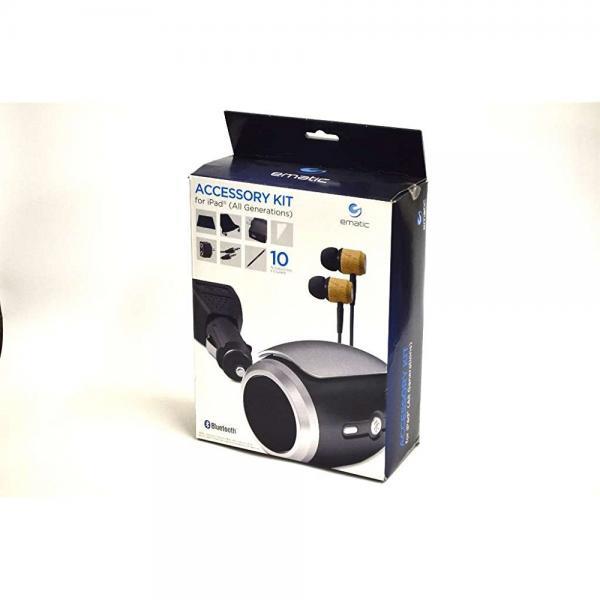 Ematic 10 Accessory kit with Bluetooth Potable Speaker for all Generations Apple iPad