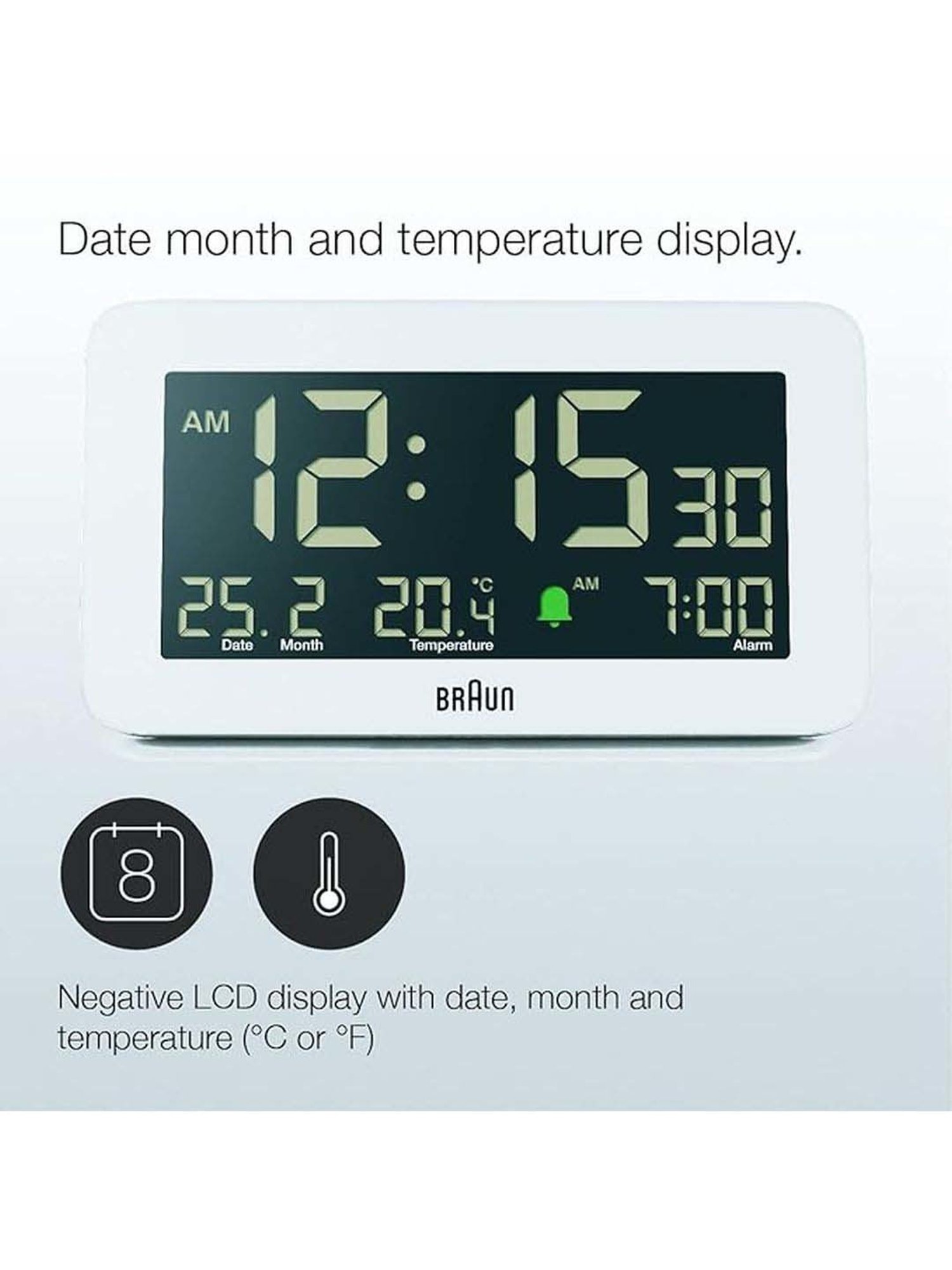 Braun White Digital Alarm Clock