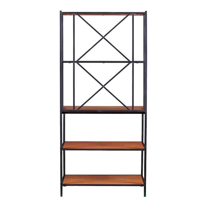 Chancellor Two-Tone Mixed Material Bakers Rack Black With Honey Pine Brown - Aiden Lane