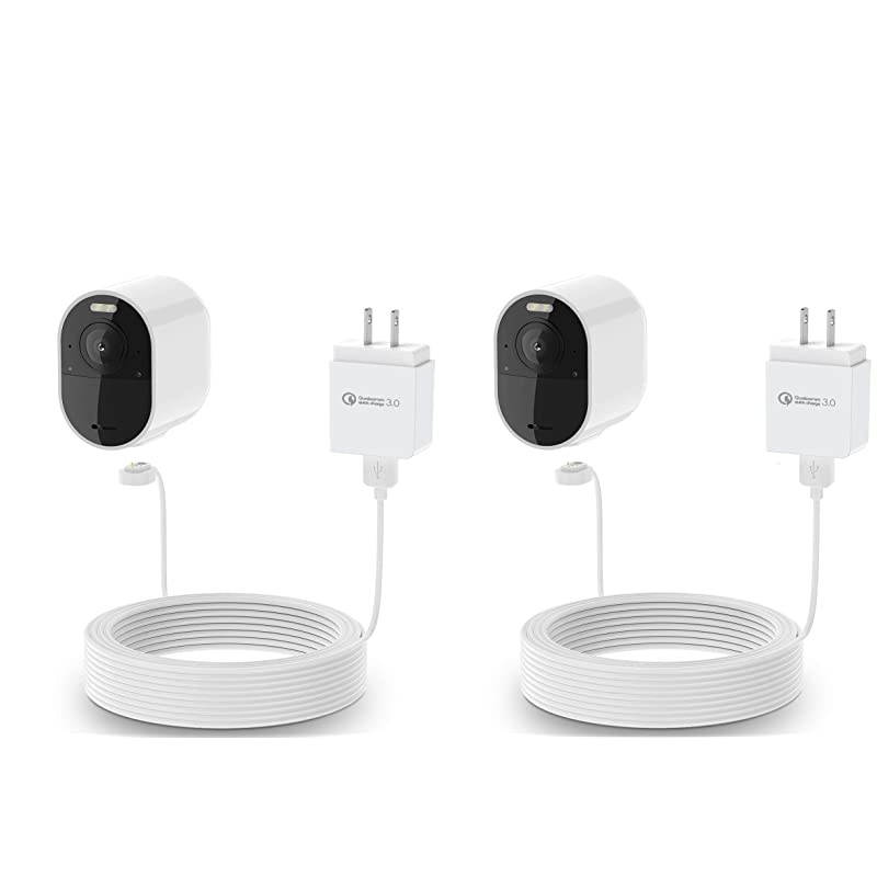 for Arlo Pro 3 and Arlo Ultra Indoor Outdoor Extra Long 30 Feet Magnetic Power Cable with Power Adapter Continuously Charging Arlo 4k Ultra Camera and Arlo Pro 3 2 Pack