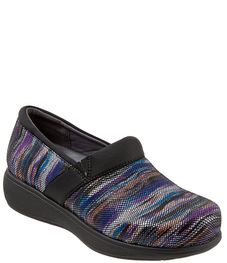 SoftWalk Meredith Sport Multi Weave Print Leather Slip-On Clogs