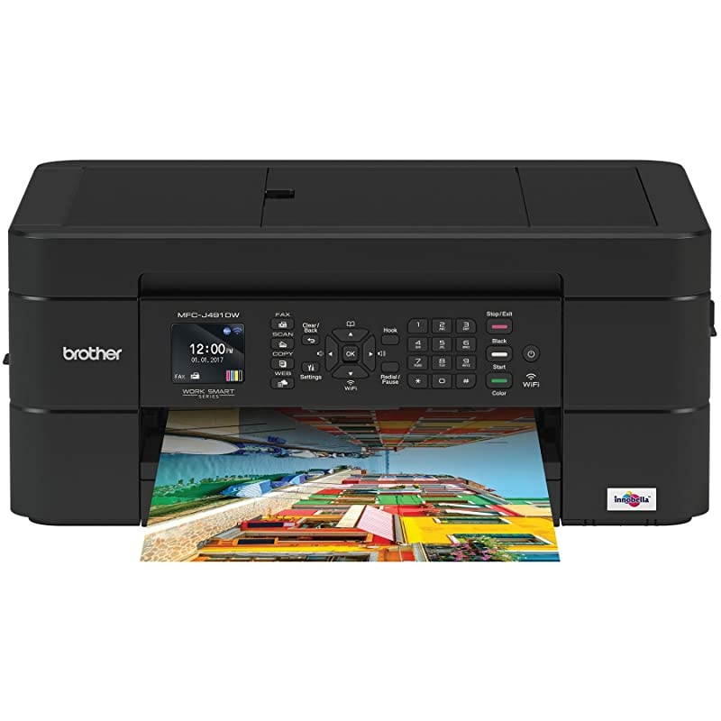 Wireless All-in-One Inkjet Printer, MFC-J491DW, Multi-function Color Printer, Duplex Printing, Mobile Printing, Dash Replenishment Enabled, Black, 8.5 (MFCJ491DW)