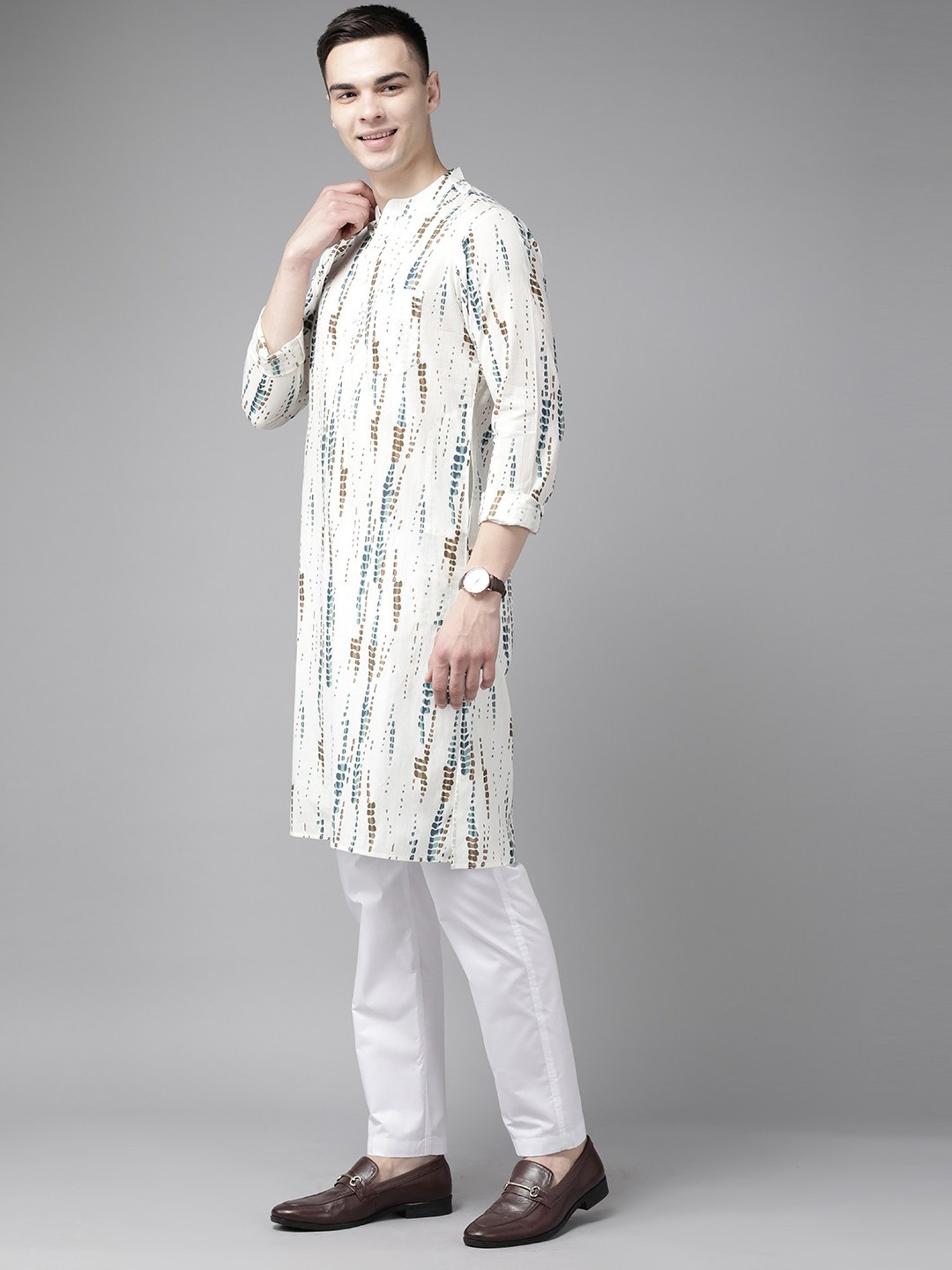 See Designs White Cotton Regular Fit Printed Kurta Bottom Set