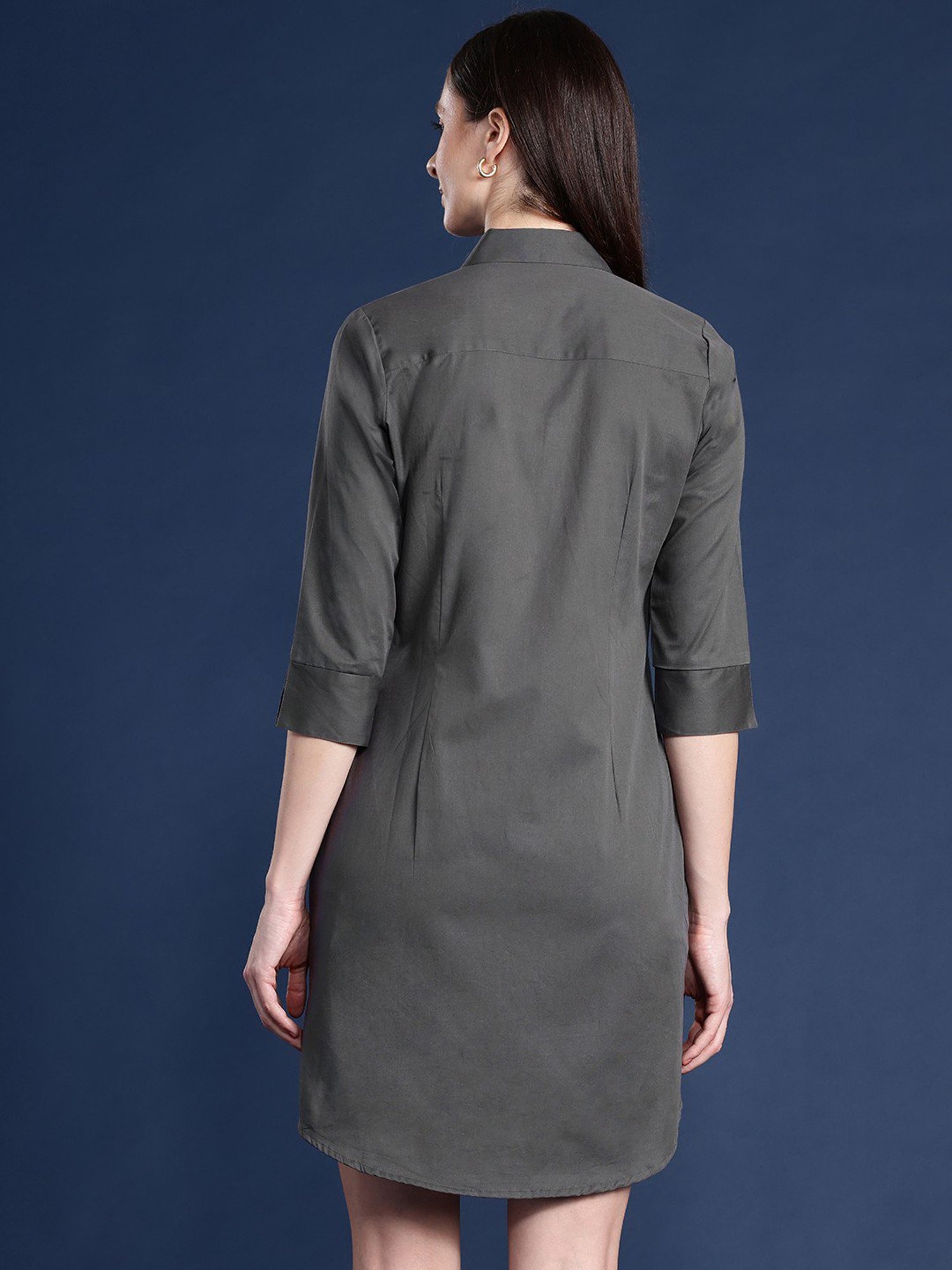 Hancock Grey Cotton Regular Fit Shirt Dress