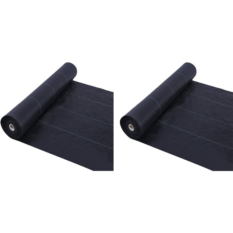 Agfabric Heavy Duty 3.2 Ounce Woven Weatherproof Weed Barrier Garden Landscape Ground Fabric Cover Mat, 5 Foot Wide x 100 Foot Long, Black (2 Pack)