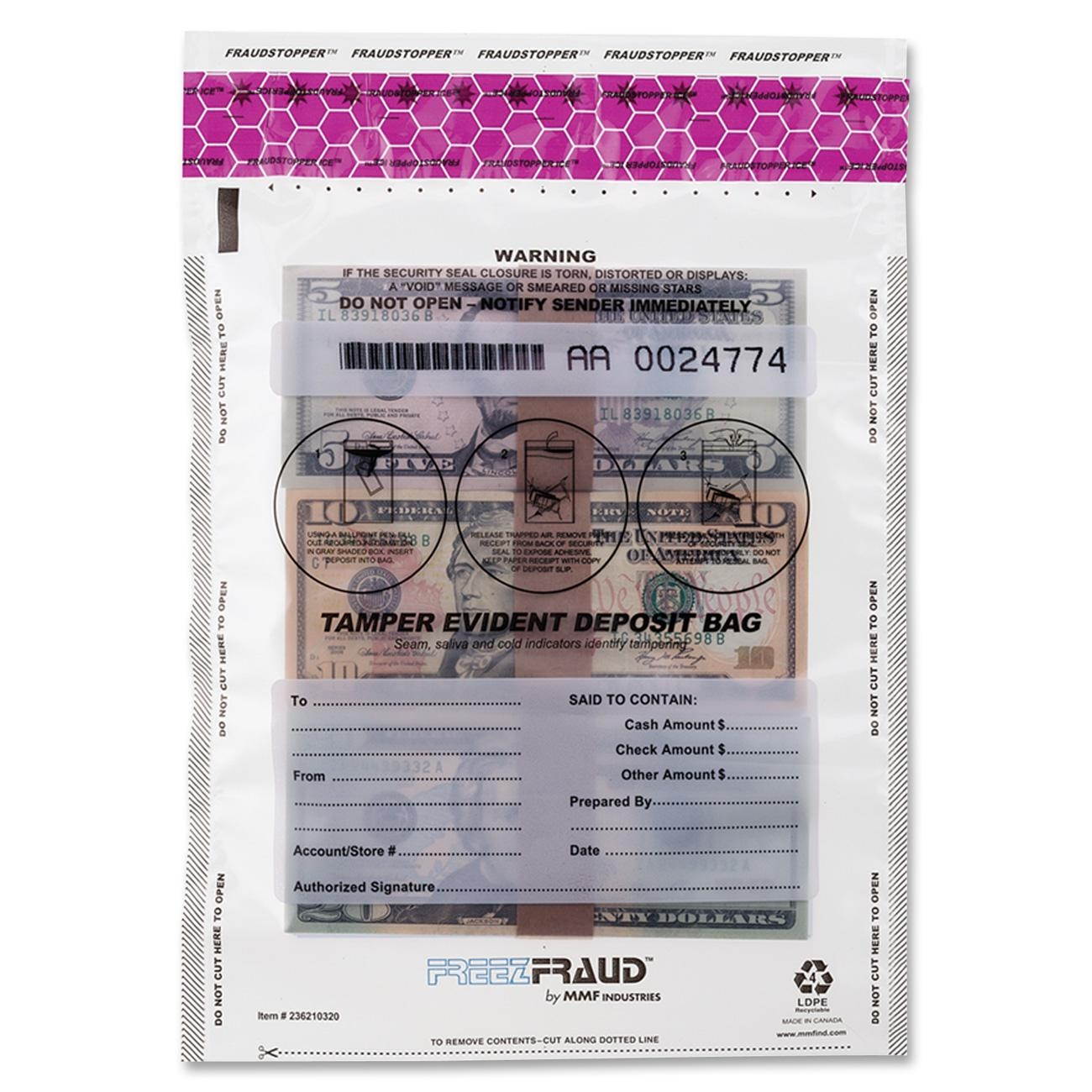 MMF Industries 236210320 FREEZFraud Bags, 9 x 12, Clear, 100/Box