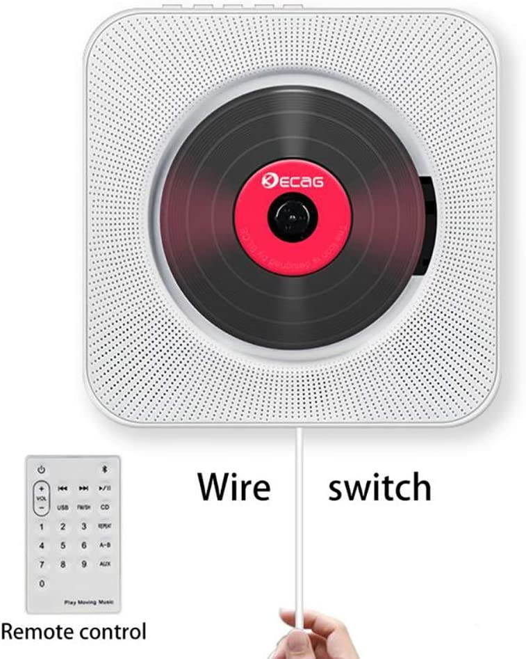 Yixianxi Home Wall Mounted CD Player Surround Sound FM Radio Bluetooth USB MP3 Disk Portable Music Player Remote Control Stereo Speaker (White)