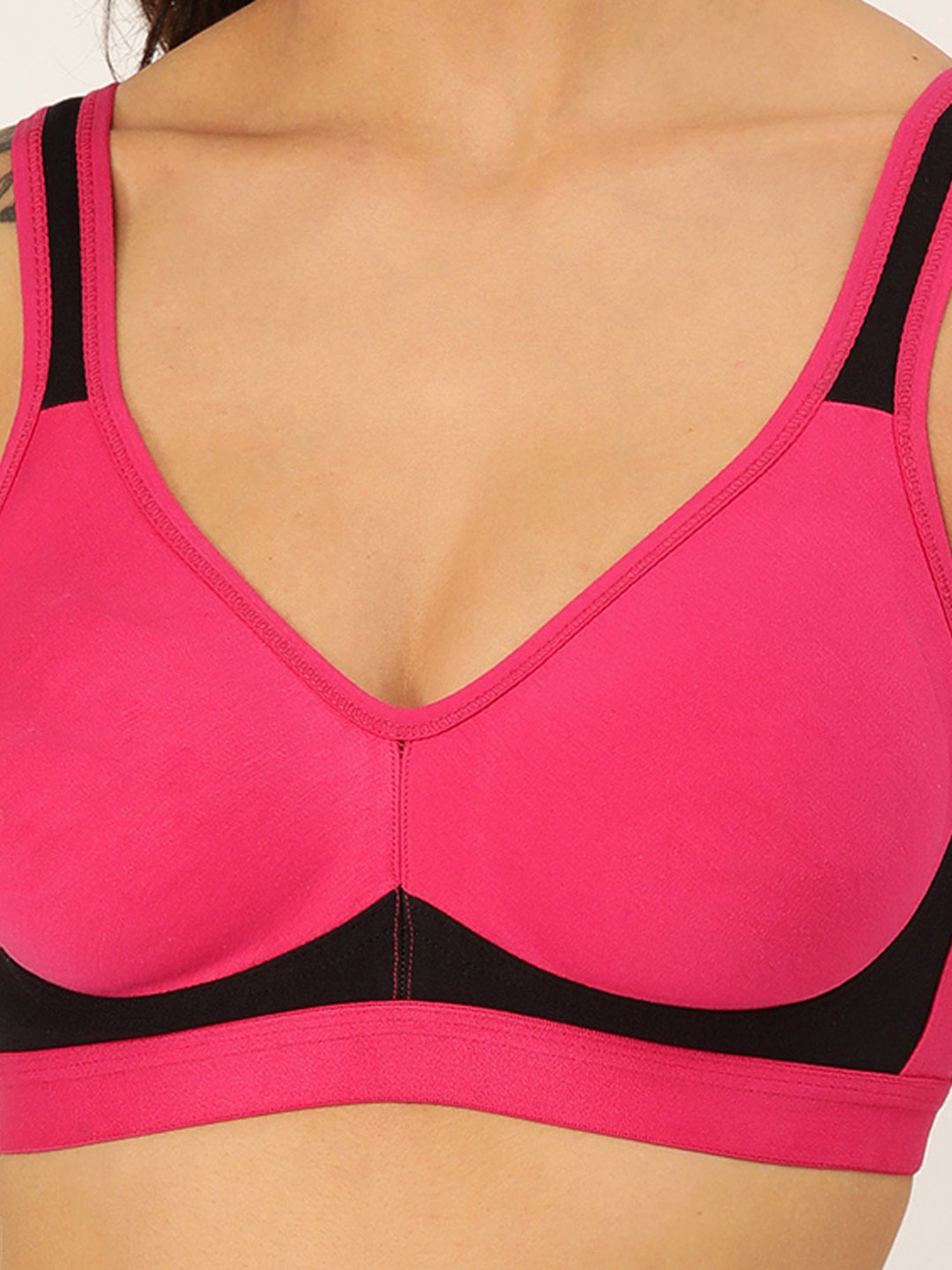 Lady Lyka Multicolor Non Wired Non Padded Sports Bra (Pack of 2)