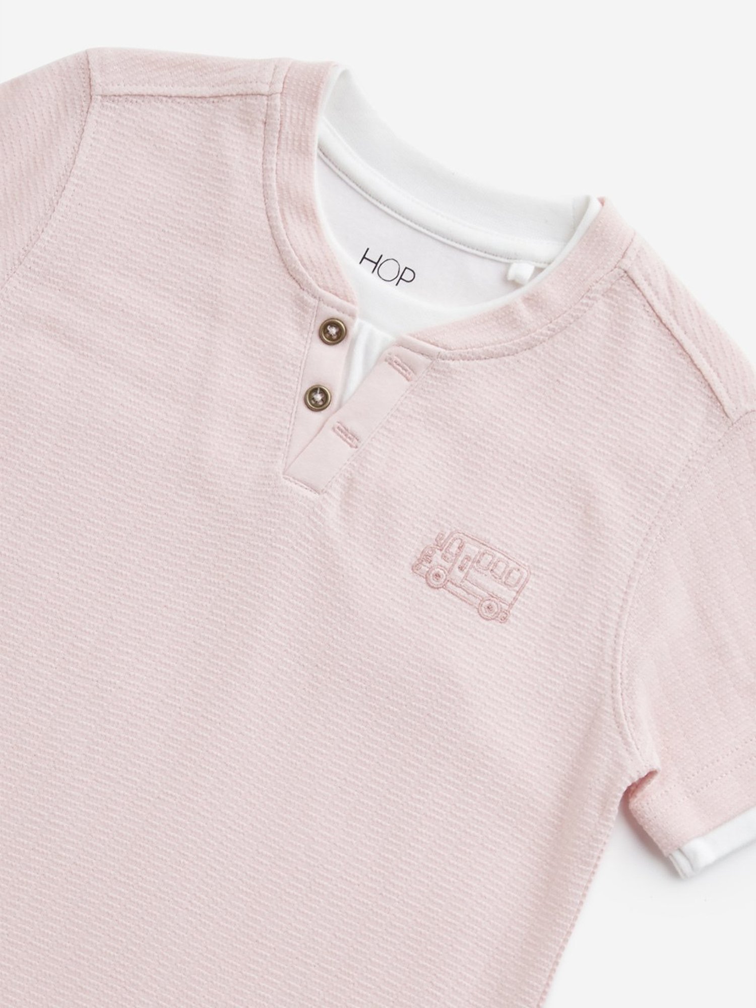 HOP Kids by Westside Pink Self-Textured Cotton T-Shirt