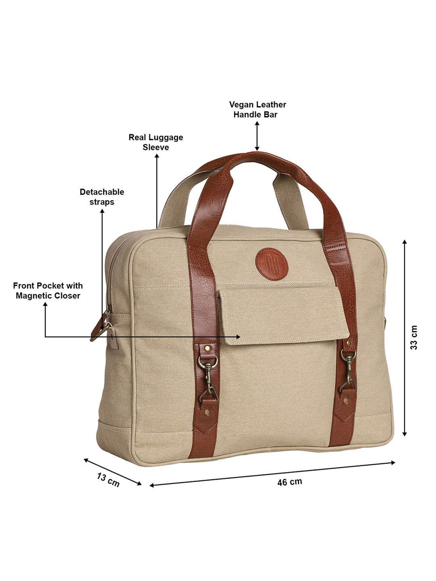 Mona B 20 Ltrs Beige Extra Large Laptop Messenger Bag