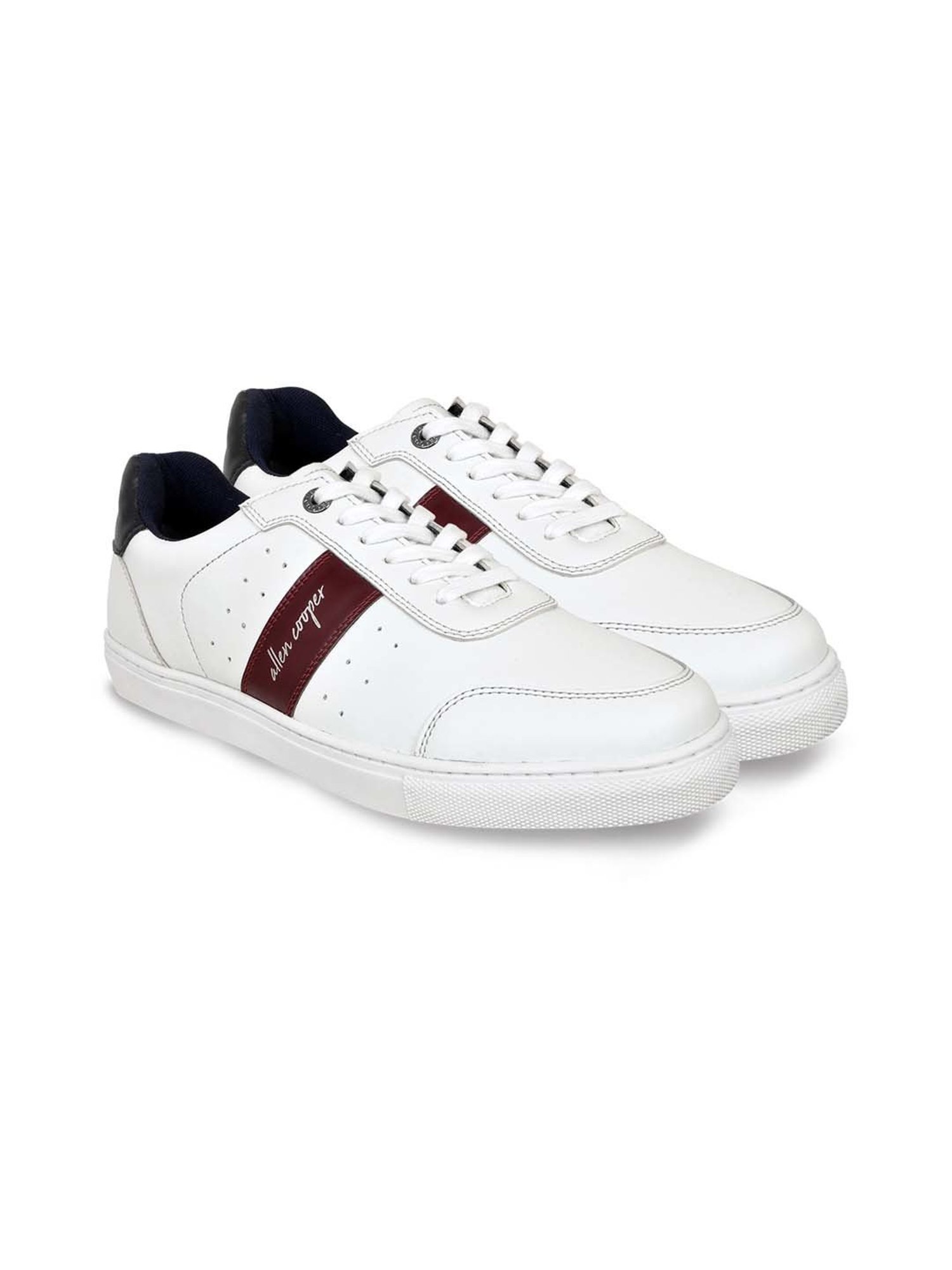 Allen cooper Men's White Casual Sneakers