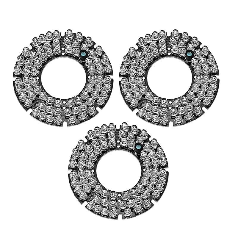 72 LEDs 850nm IR Infrared Board 90 Degree Round Plate IR Illuminator Board Bulb for CCTV Security Camera 3pcs