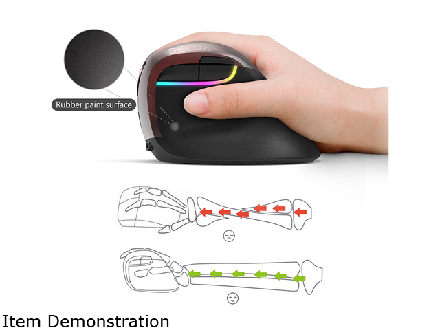 DELUX Wireless Small Vertical Mouse, Type-C Rechargeable Dual Mode Silent Ergonomic Mice with Bluetooth 4.0 and USB Nano Receiver, 4 Adjustable DPI and 6 Buttons (M618mini-White)
