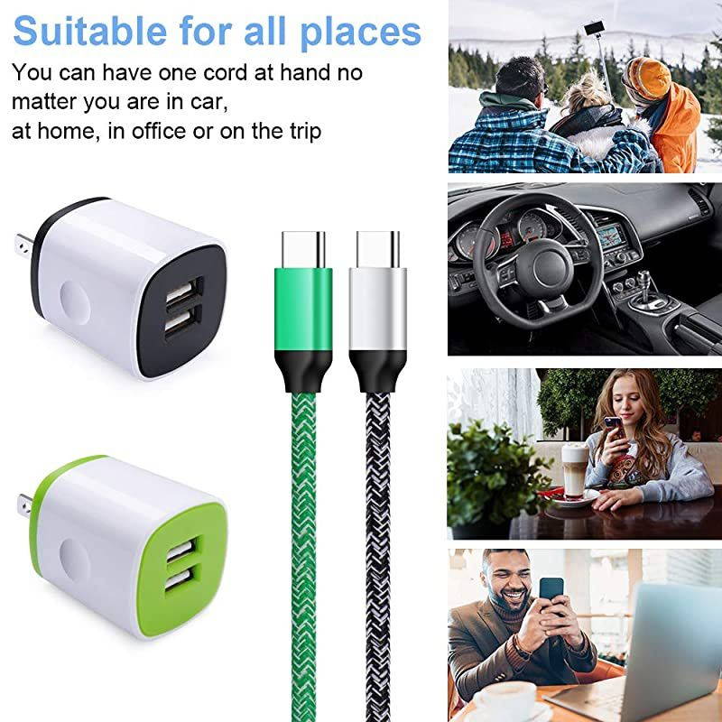 C Charging Block USB C Phone Charger 6 ft Rapid Dual USB Travel Wall Charger Box Cube with C Charging Cord 4Pack Compatible with Samsung Galaxy S10 S9 S8 Plus Note 9 8Nexus 6P 5XLG Stylo 4
