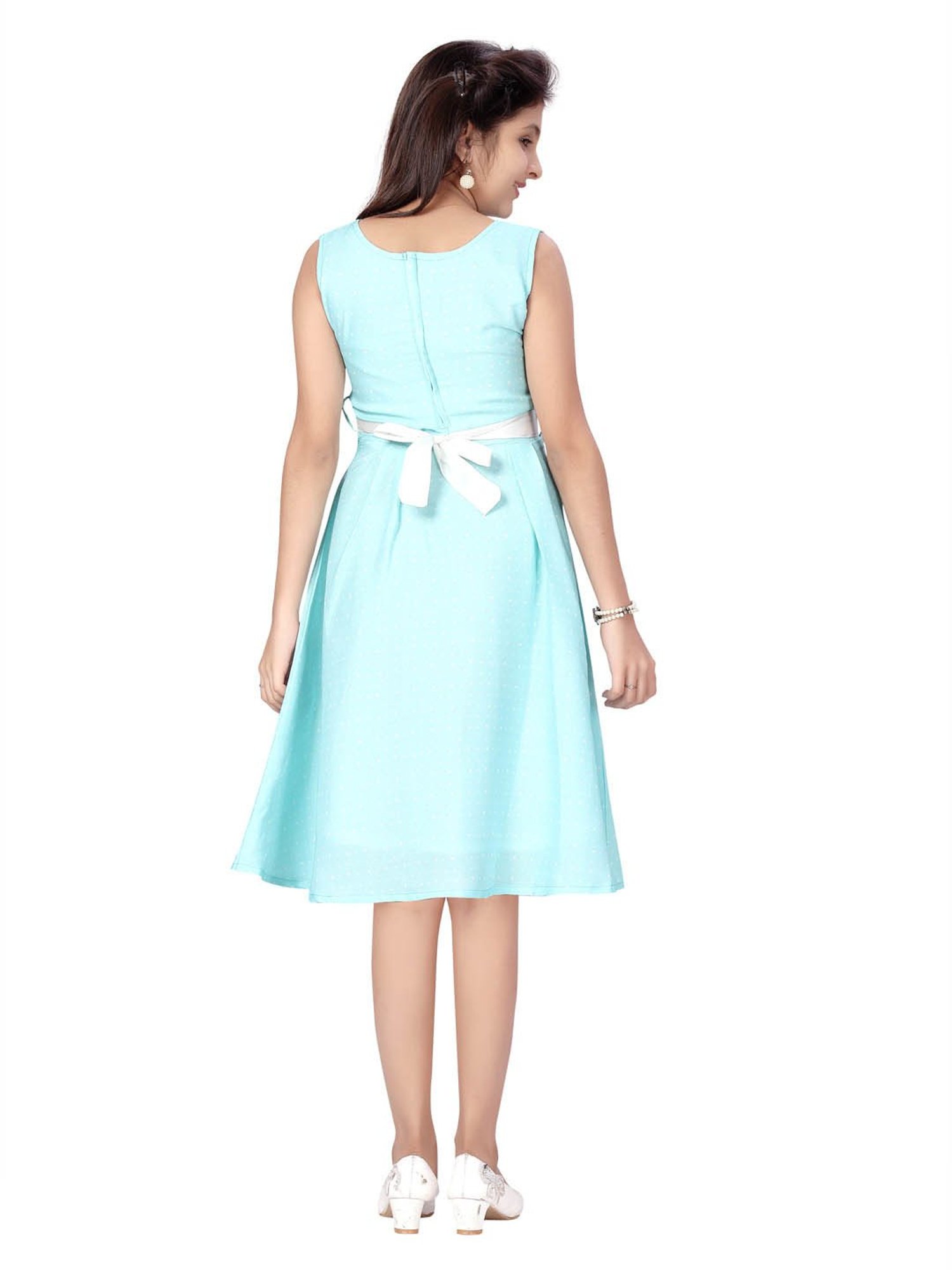 Aarika Kids Turquoise Printed Dress