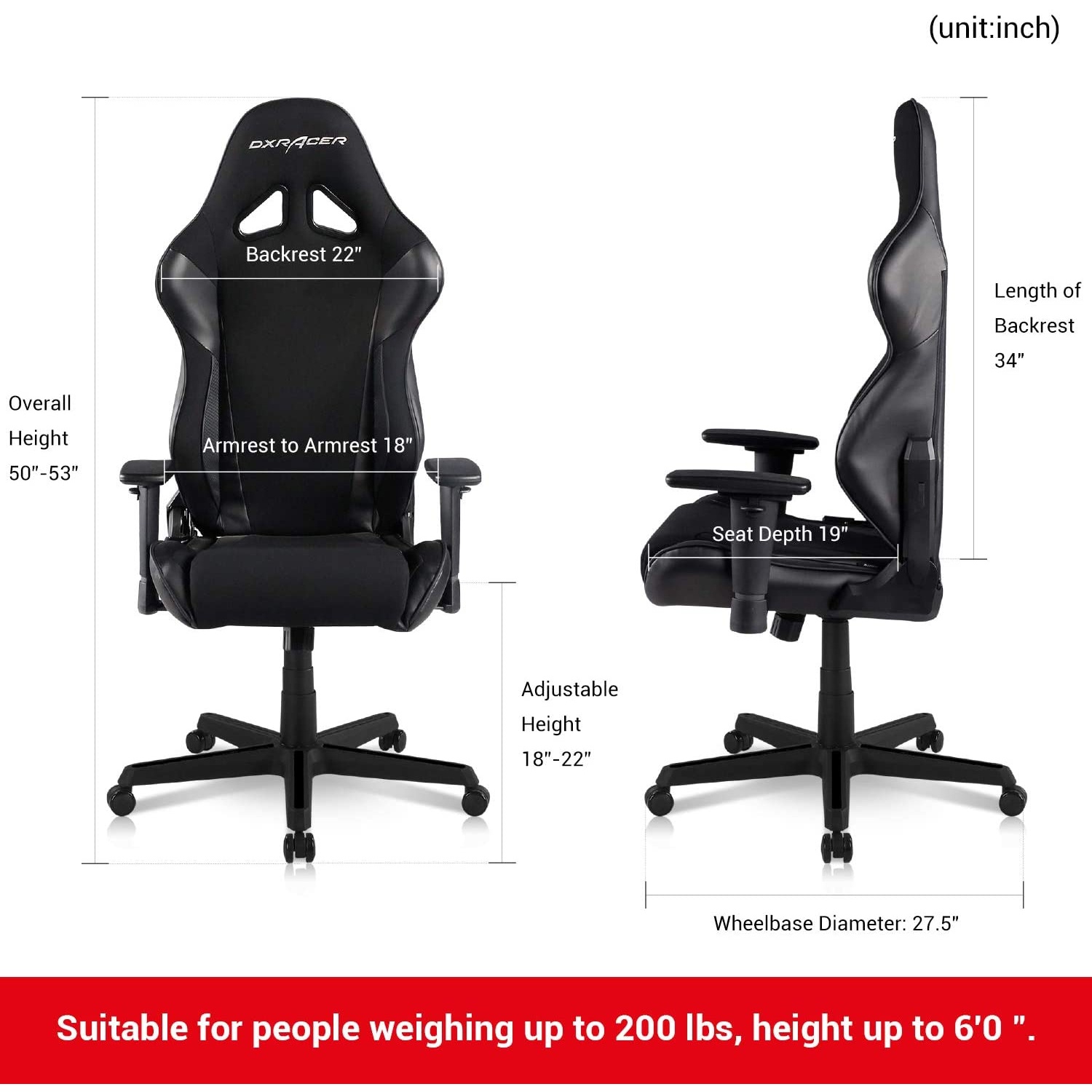Gaming Chair, Racing Style Computer Desk Chair Padded Armrests Ergonomic Lumbar Support Adjustable Height