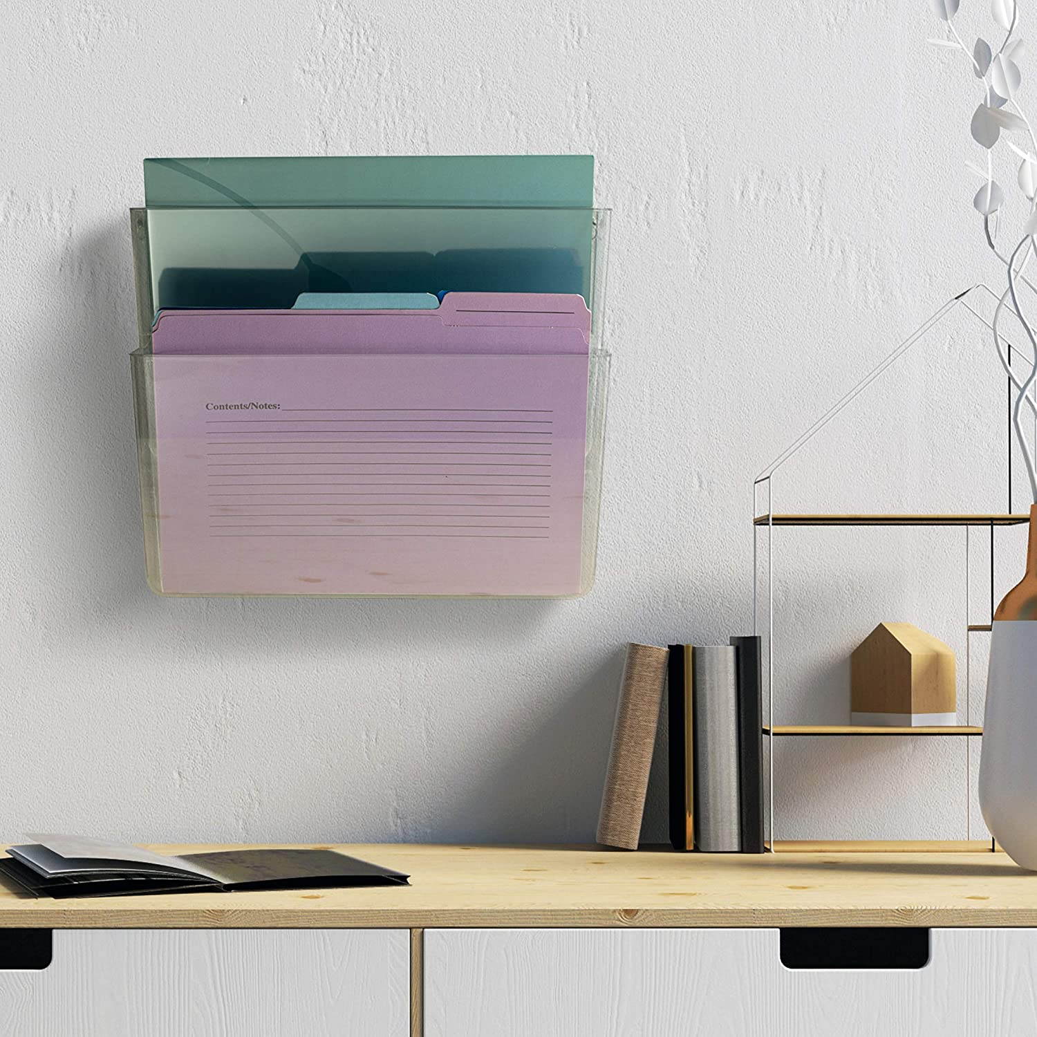 Officemate Wall File, Letter Size, Clear, 2 Pack (21404)