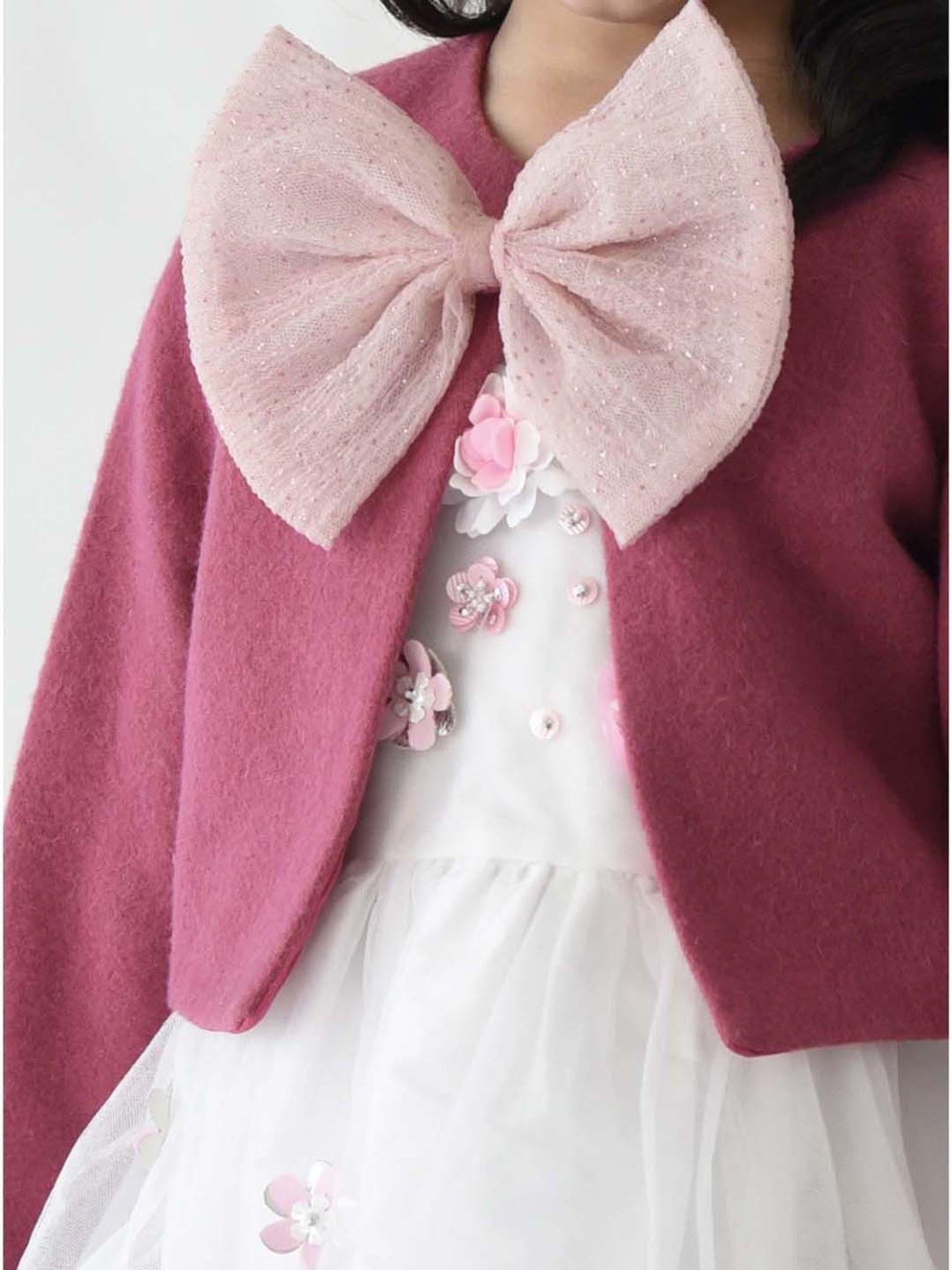 A Little Fable Pink Regular Fit Full Sleeves Shrug