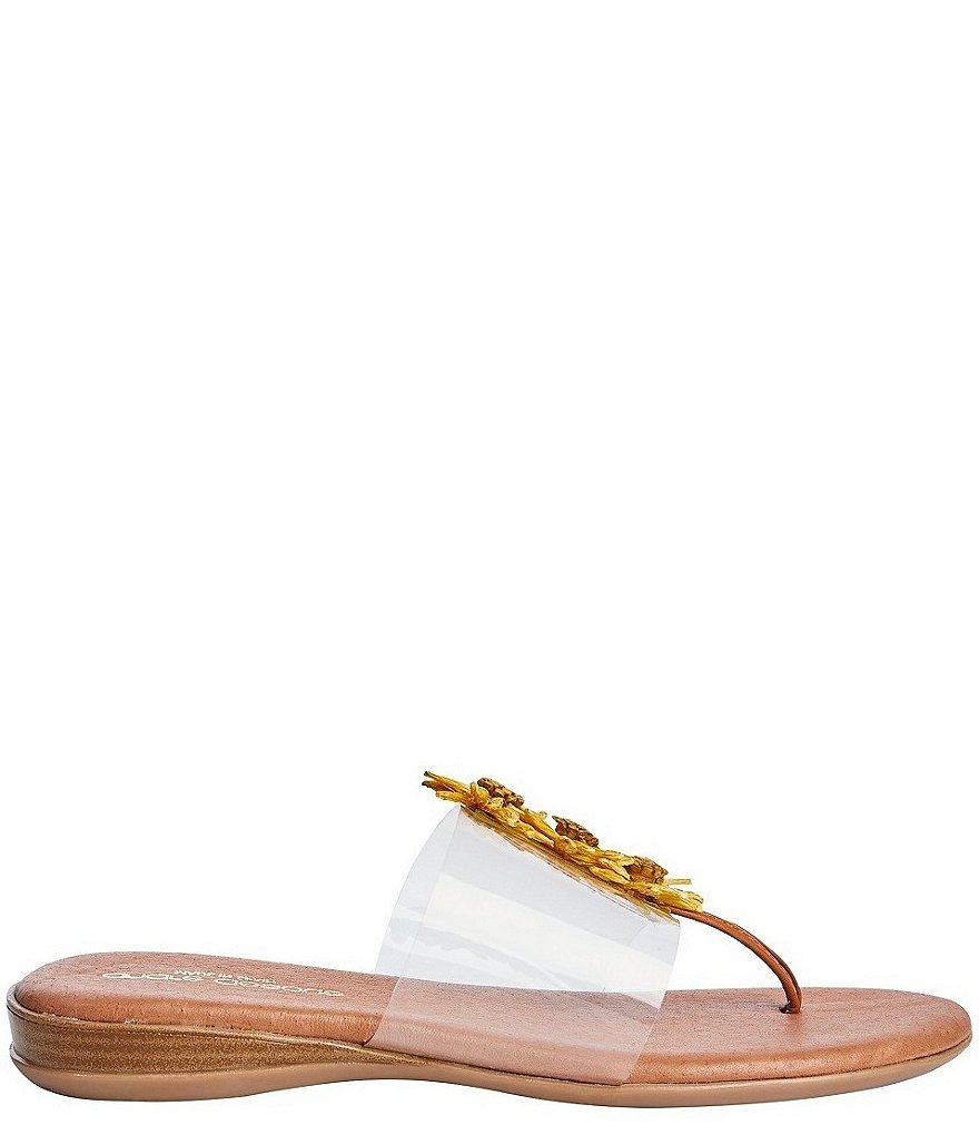 Andre Assous Nadine Raffia Flowers Clear Thong Sandals