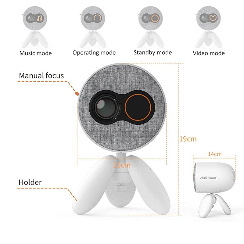 Mini Projector  Octopus Portable Movie ProjectorLED Video Pocket Projector Compatible with HDMI Laptop Video Games Stereo Speaker 360 Rotation Sleep Timer Zooming Function