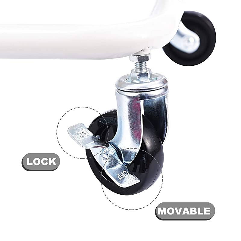 Metal Utility Rolling Cart Storage Side End Table with Cover Board for Office Home Kitchen Organization, Cream White