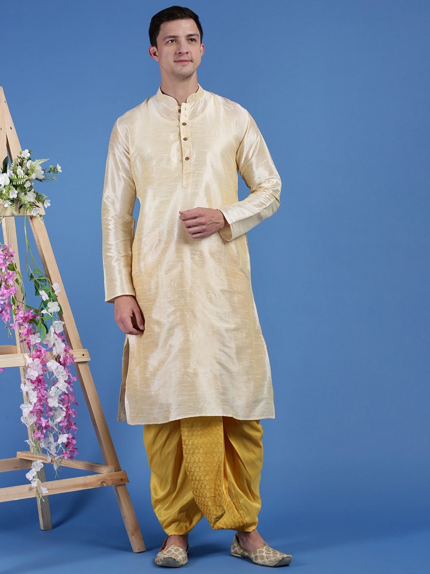 Sanwara Yellow Regular Fit Embroidered Dhotis