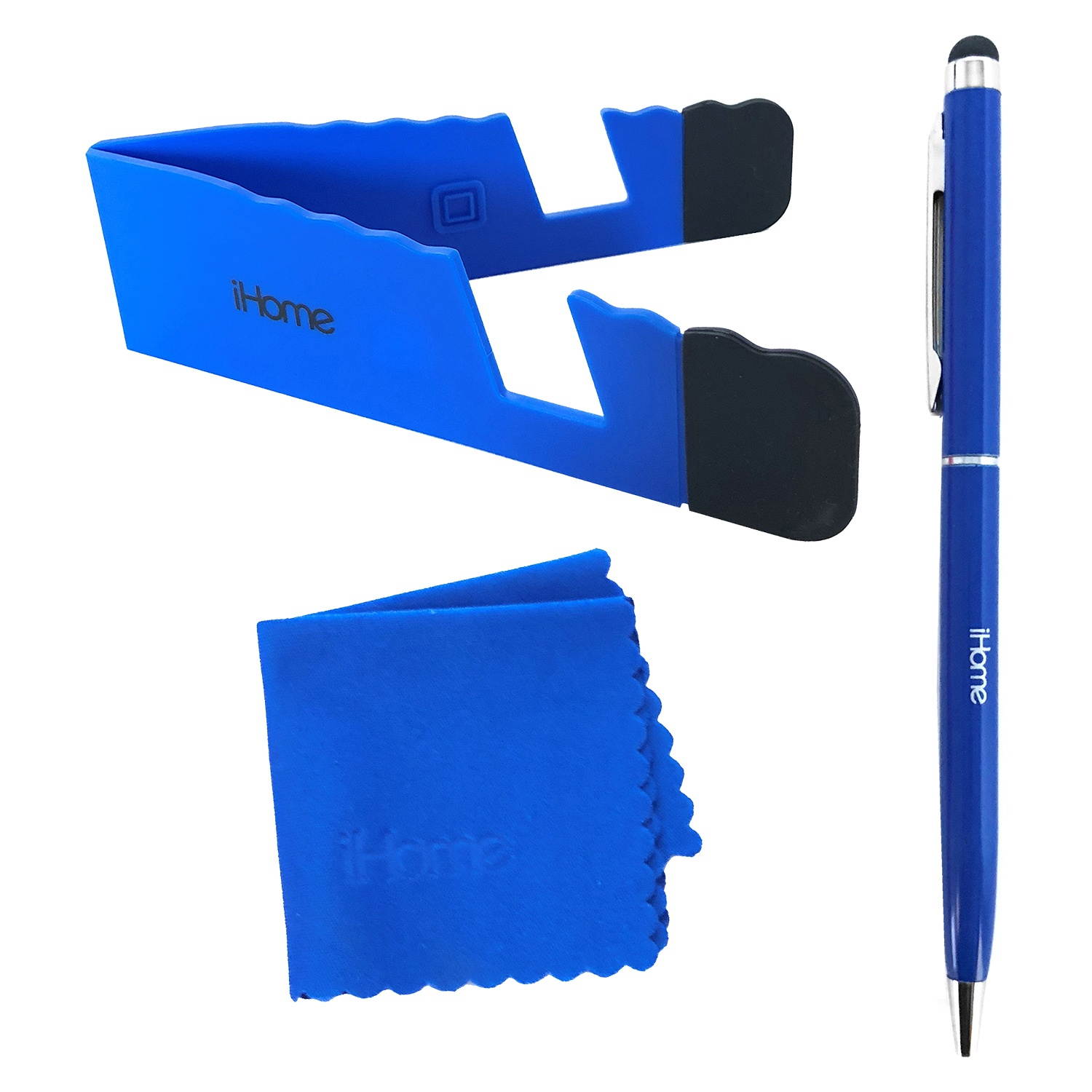 iHome Tablet and Smartphone 3-in-1 Microfiber Cloth, Stylus Pen & Stand Bundle - Black