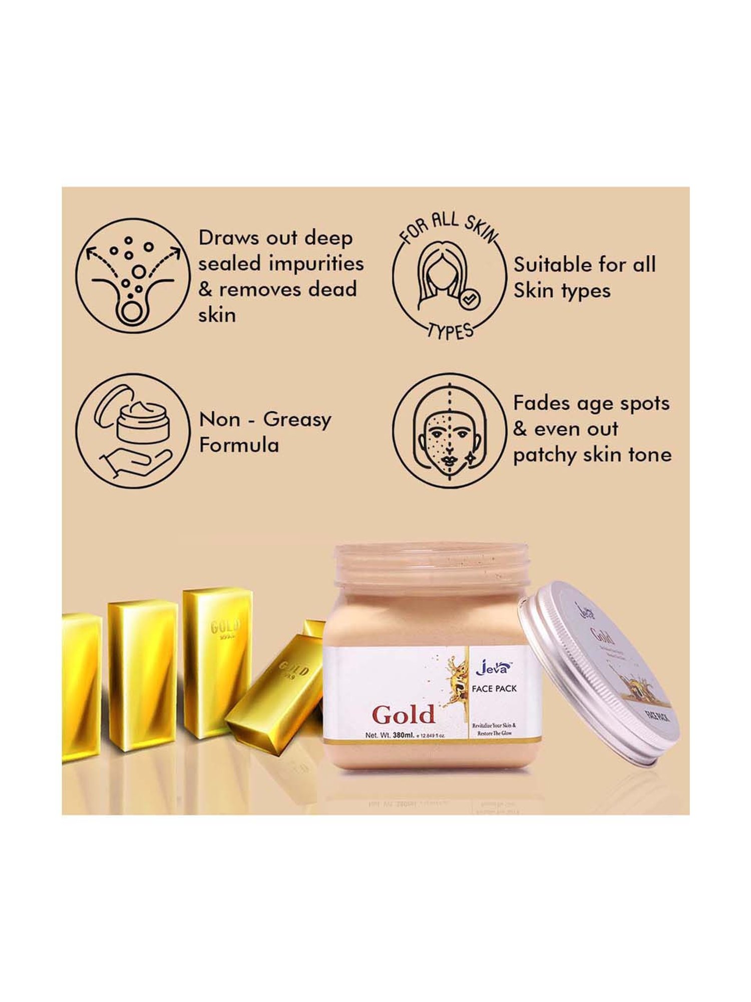 Gold Face Pack Revitalize skin & restore glow - 380 ml