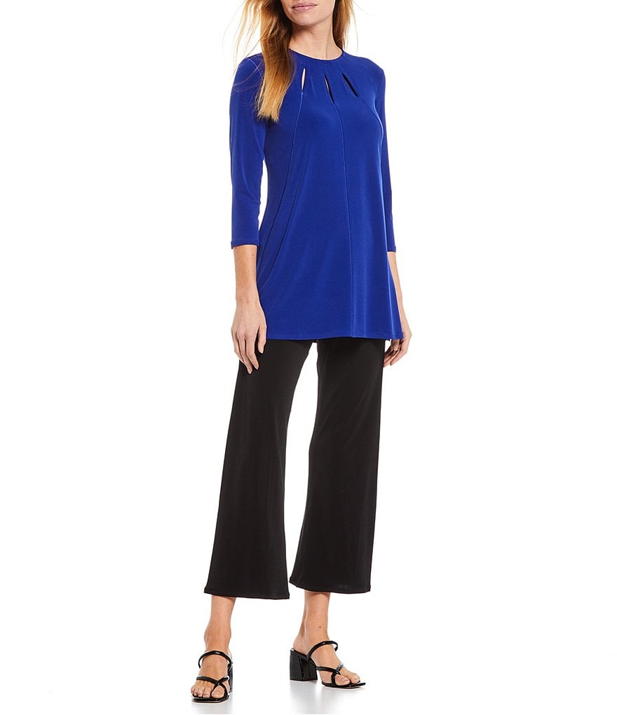 Eva Varro Five Beams Crew Keyhole Neck 3/4 Sleeve Tunic