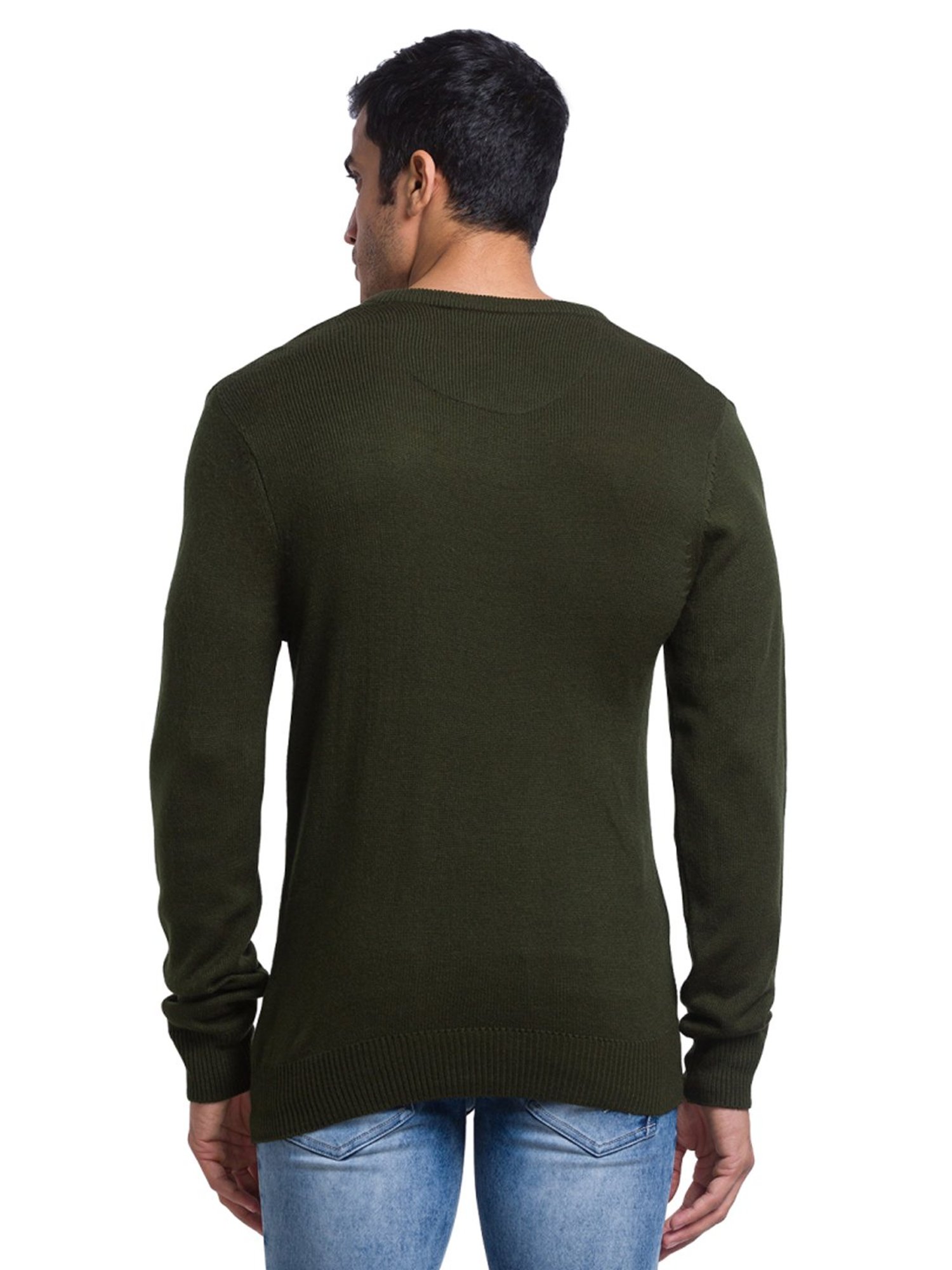 Parx Green Regular Fit Sweaters