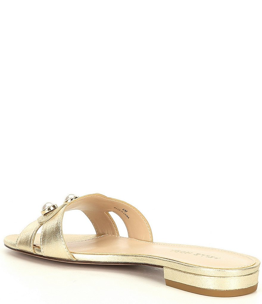 Pelle Moda Barton Metallic Suede Pearl Ornament Detail Dress Sandals
