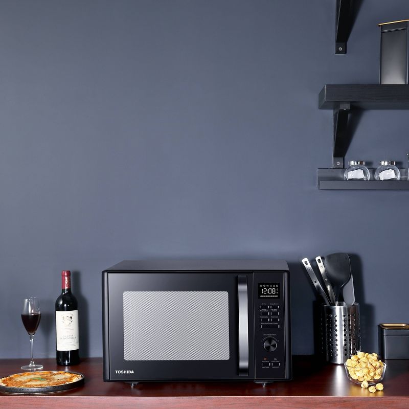Toshiba 1.0 cu ft Multi-function 6 in 1 Microwave Black Stainless Steel ml-AC28S(BK)