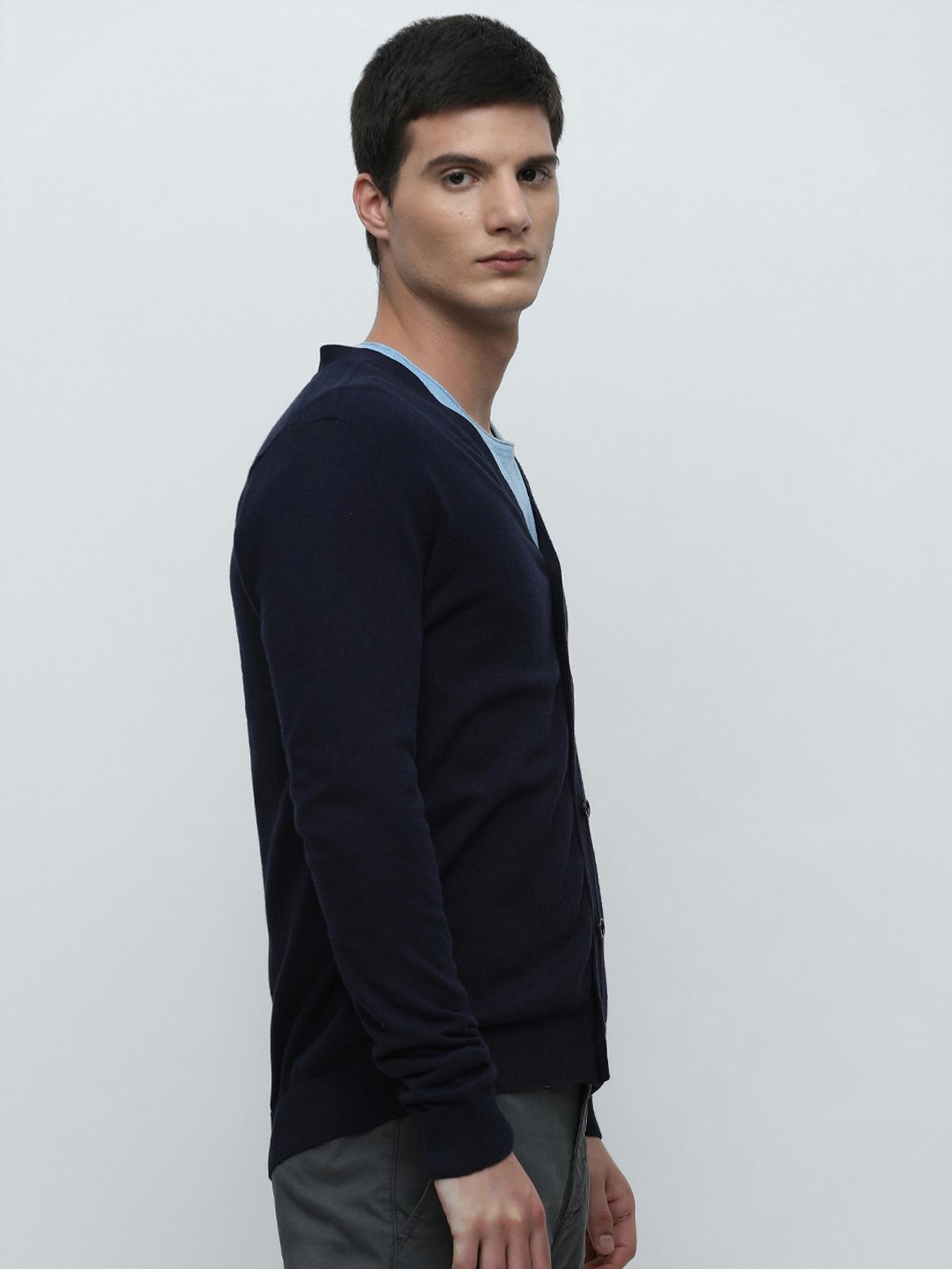 SELECTED HOMME Navy Regular Fit Cotton Cardigan