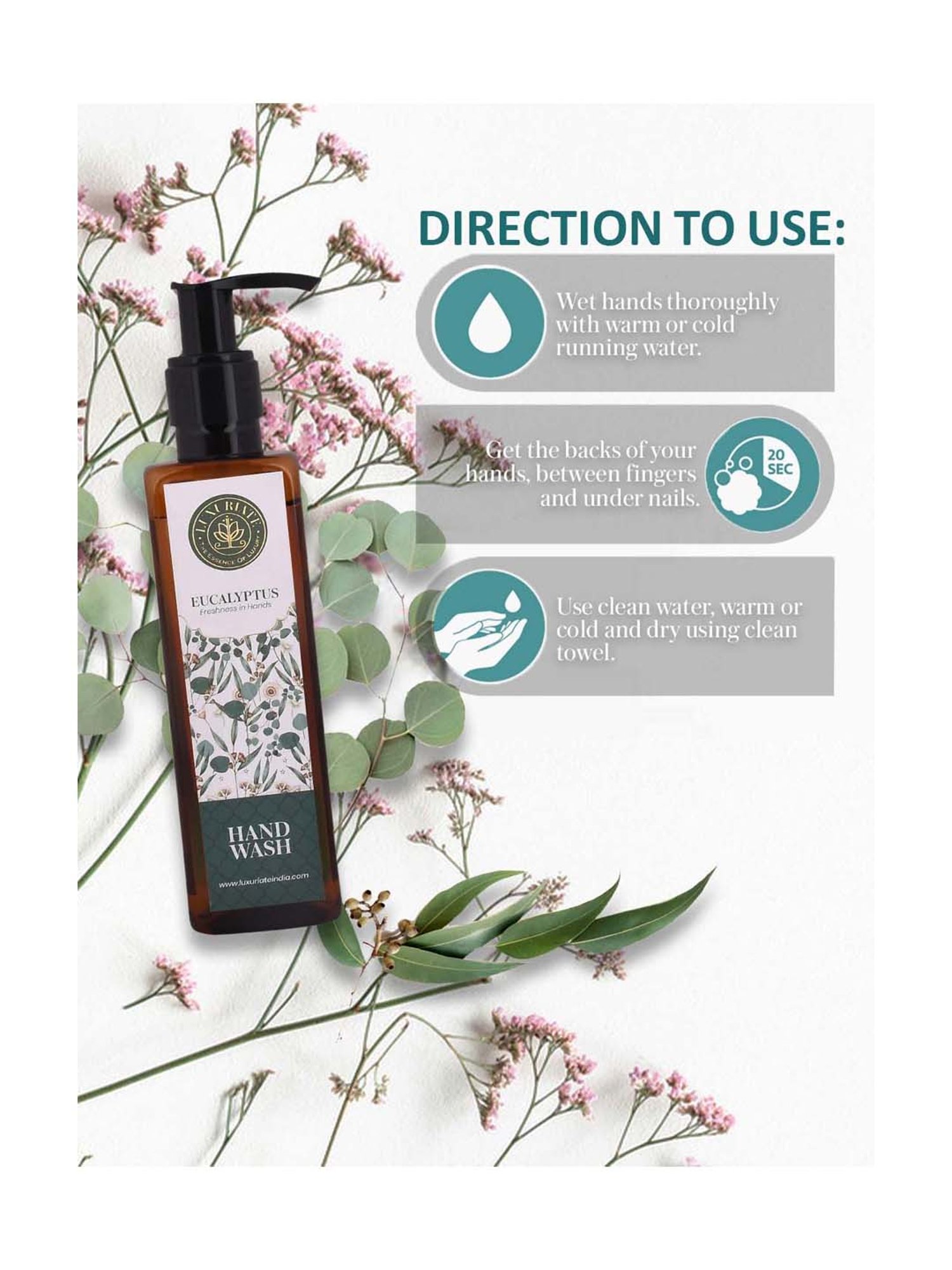 Luxuriate Eucalyptus Nutrients Gentle Foaming Liquid Hand Wash - 200 ml