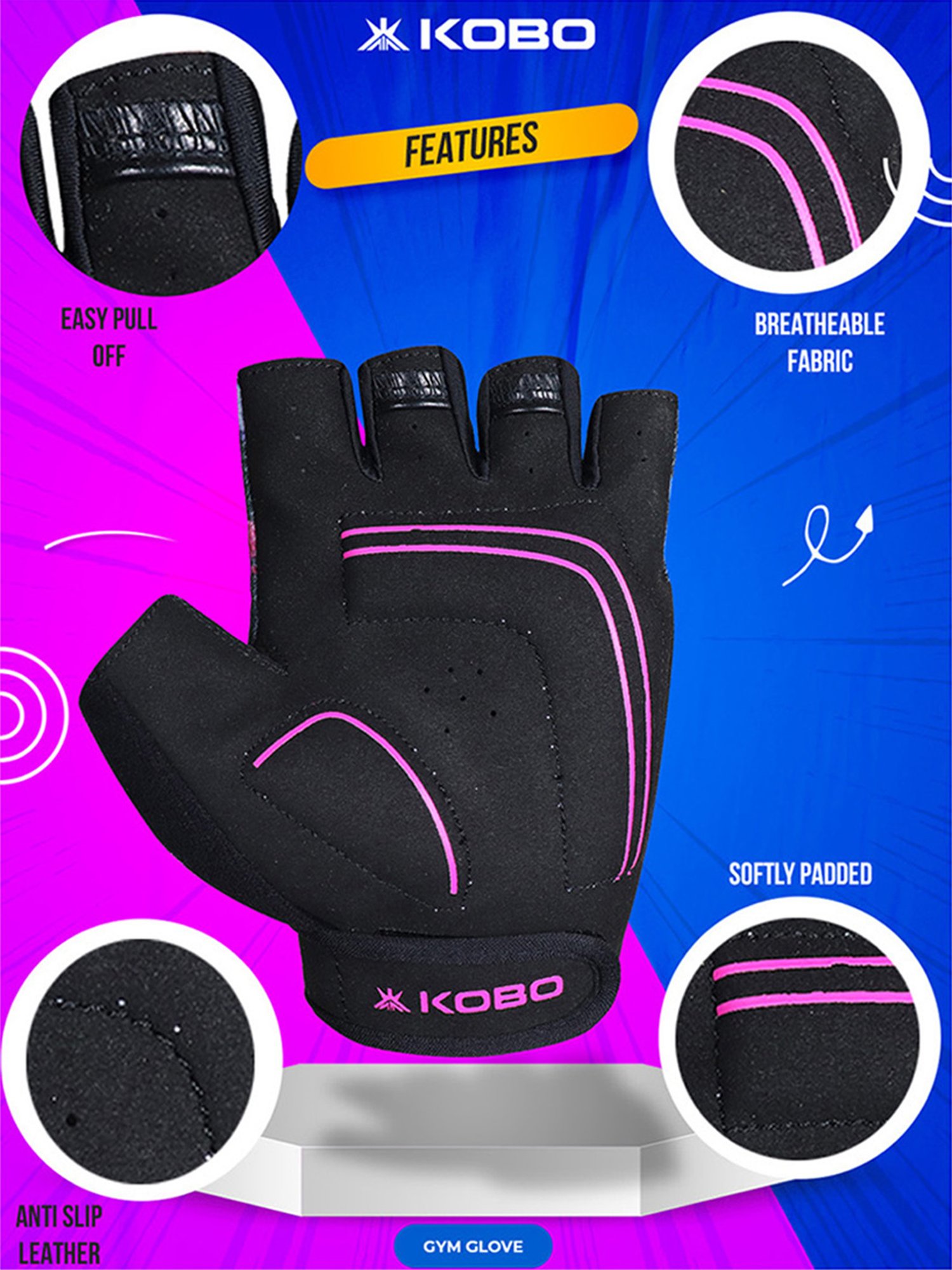 Kobo Weight Lifting Gym Gloves (Grey) Size - S