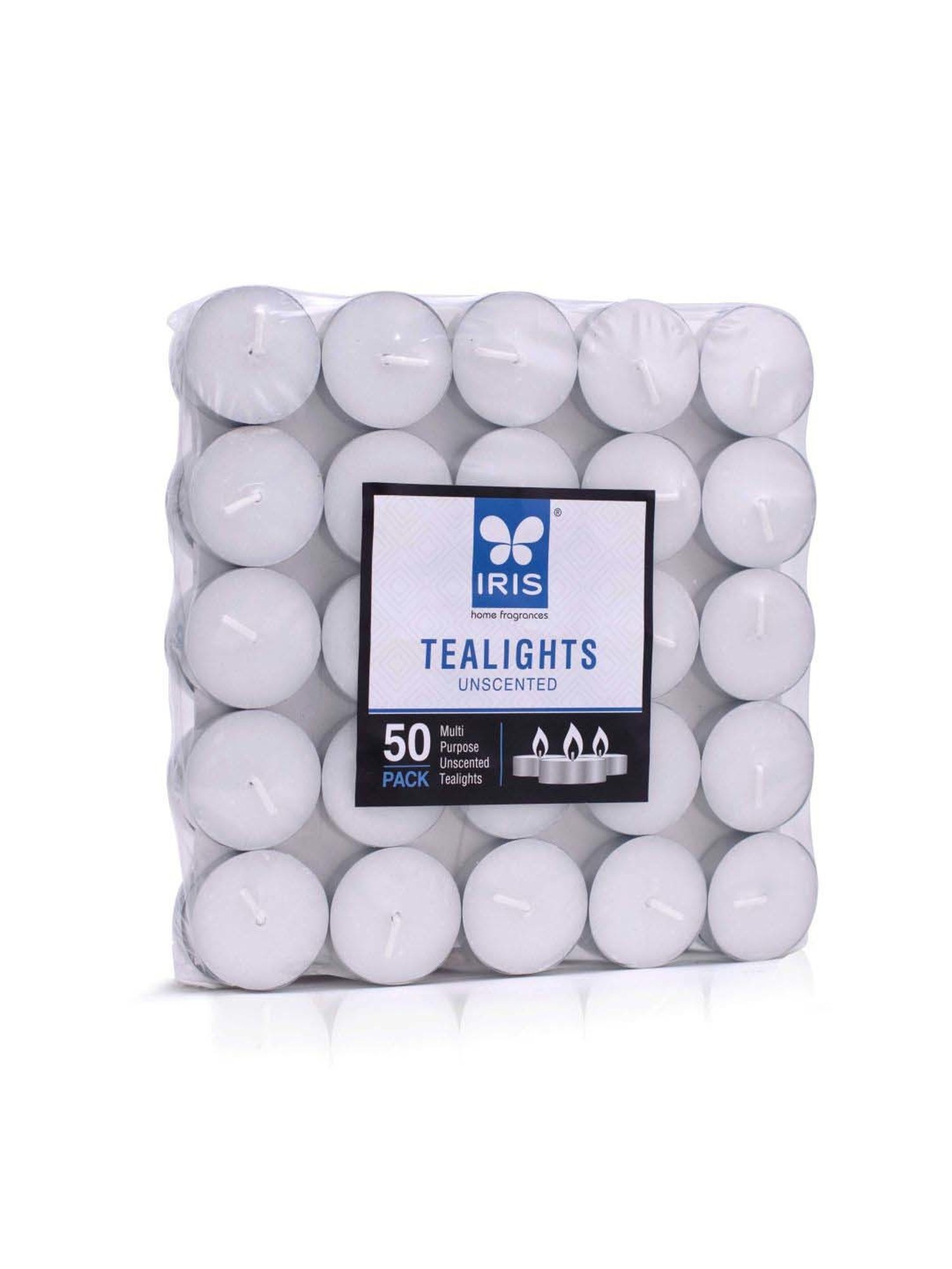 IRIS White Unscented Tea Lights - Set of 50