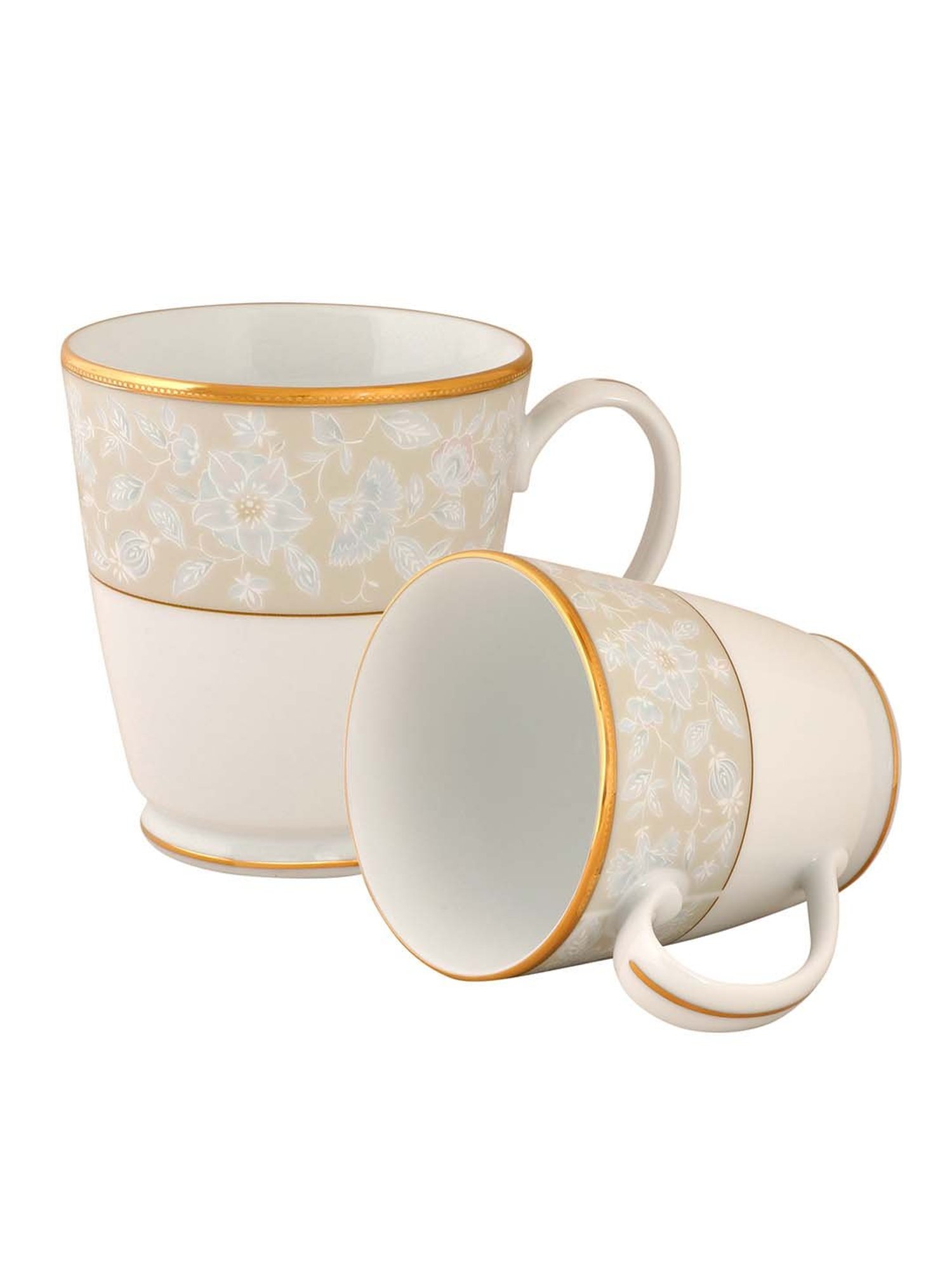 NORITAKE Hearth Off-White & Beige Porcelain Valley Tea Mug (0.37 L) - Set of 2
