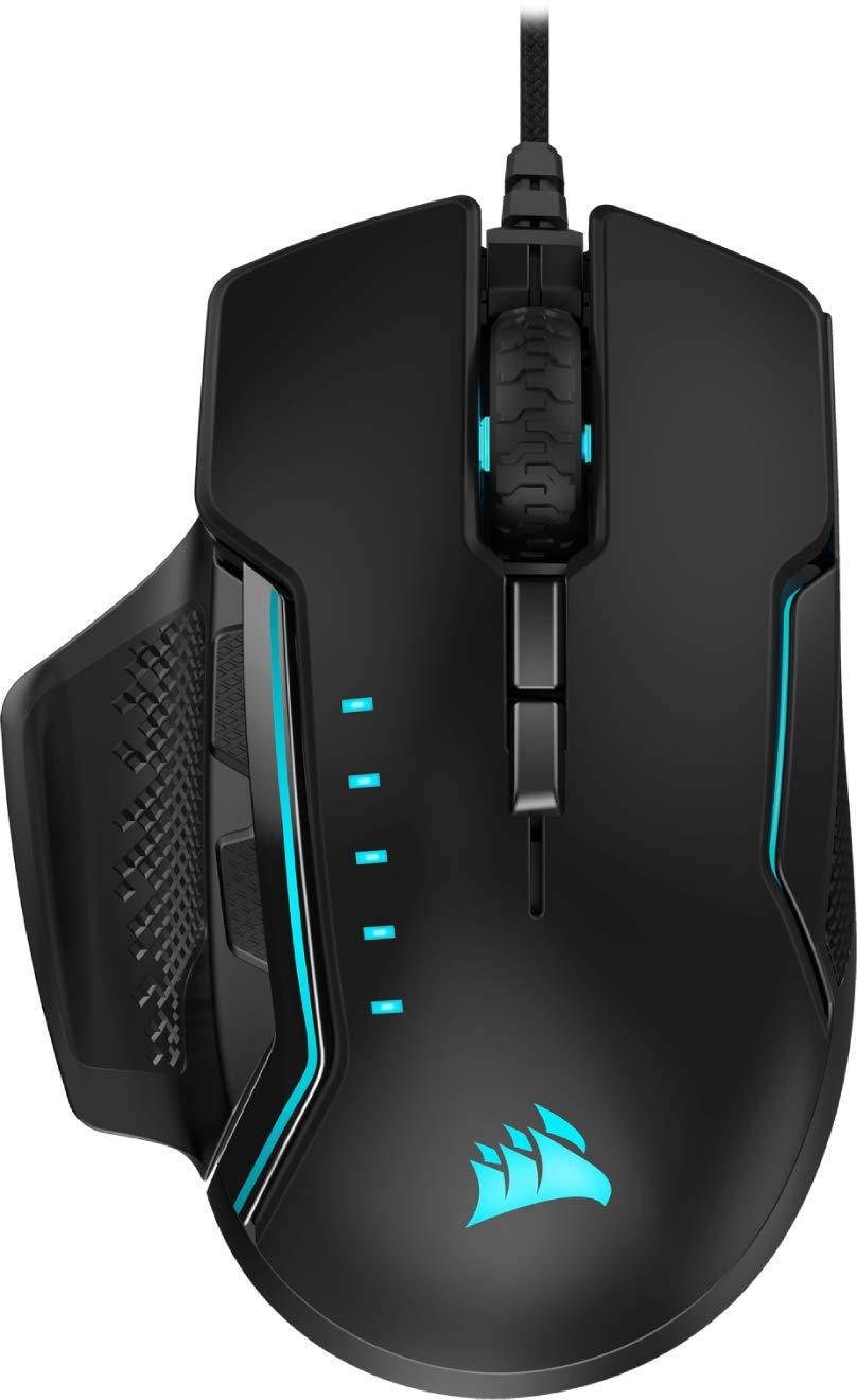 CORSAIR Glaive Pro - RGB Gaming Mouse - Comfortable & Ergonomic - Interchangeable Grips - 18,000 DPI Optical Sensor - Black