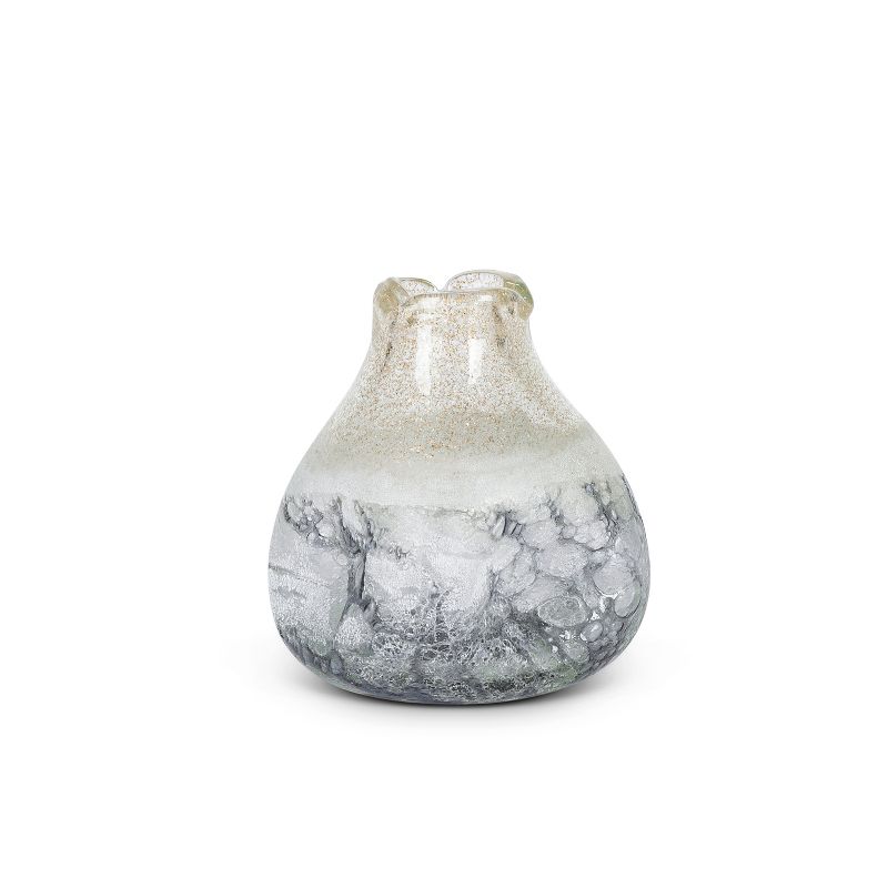 Lone Elm Studios Set of 2 Pinched Glass Vases (Large measures 9-inches tall, smaller measures 6-inches tall)