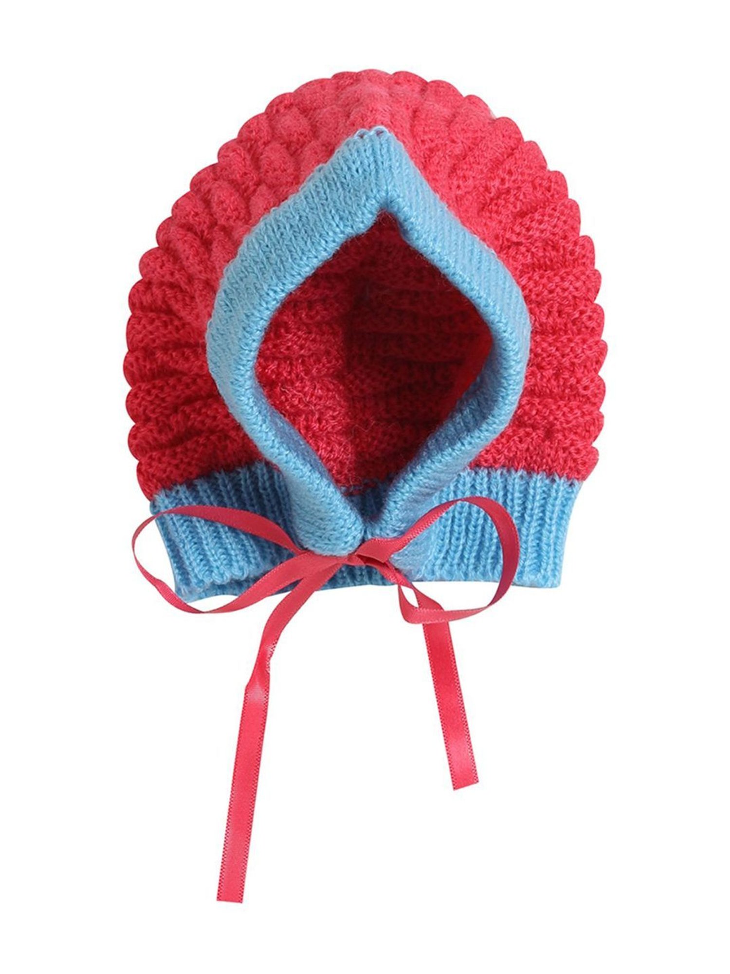 Little Angels Kids Red & Blue Textured Pattern Full Sleeves Sweater Set