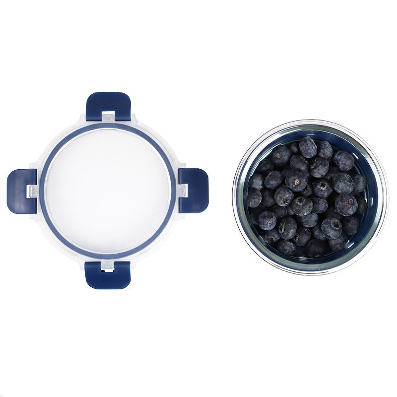 Michael Graves Design Round 13 Ounce High Borosilicate Glass Food Storage Container with Plastic Lid, Indigo