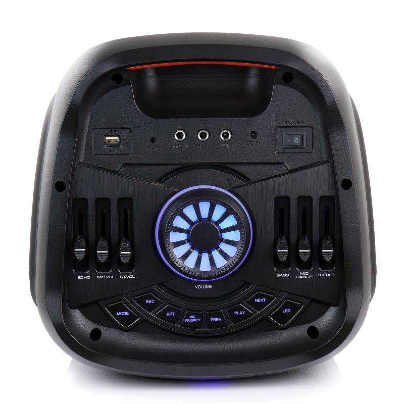 beFree Sound Dual 8 Inch Bluetooth Wireless Portable Party Speaker with Reactive Lights