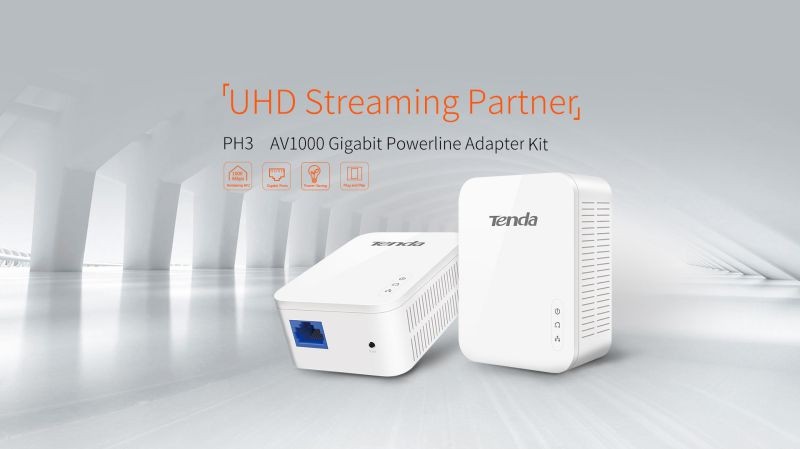 TENDA PH3 AV1000 Gigabit Powerline Adapter Kit