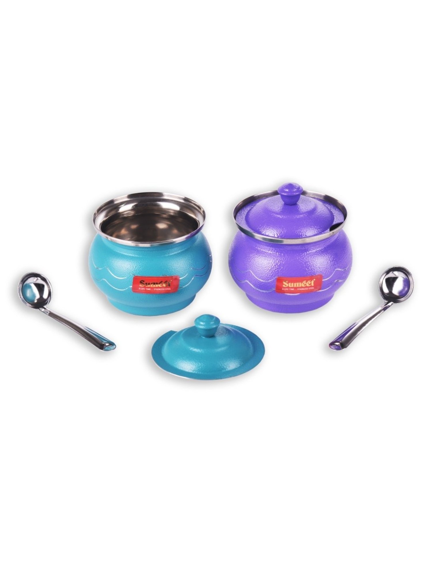 Sumeet Stainless Steel 2 Pc Ghee Pot Set -  Capacity 300Ml, Dia - 7.5cm (Each)