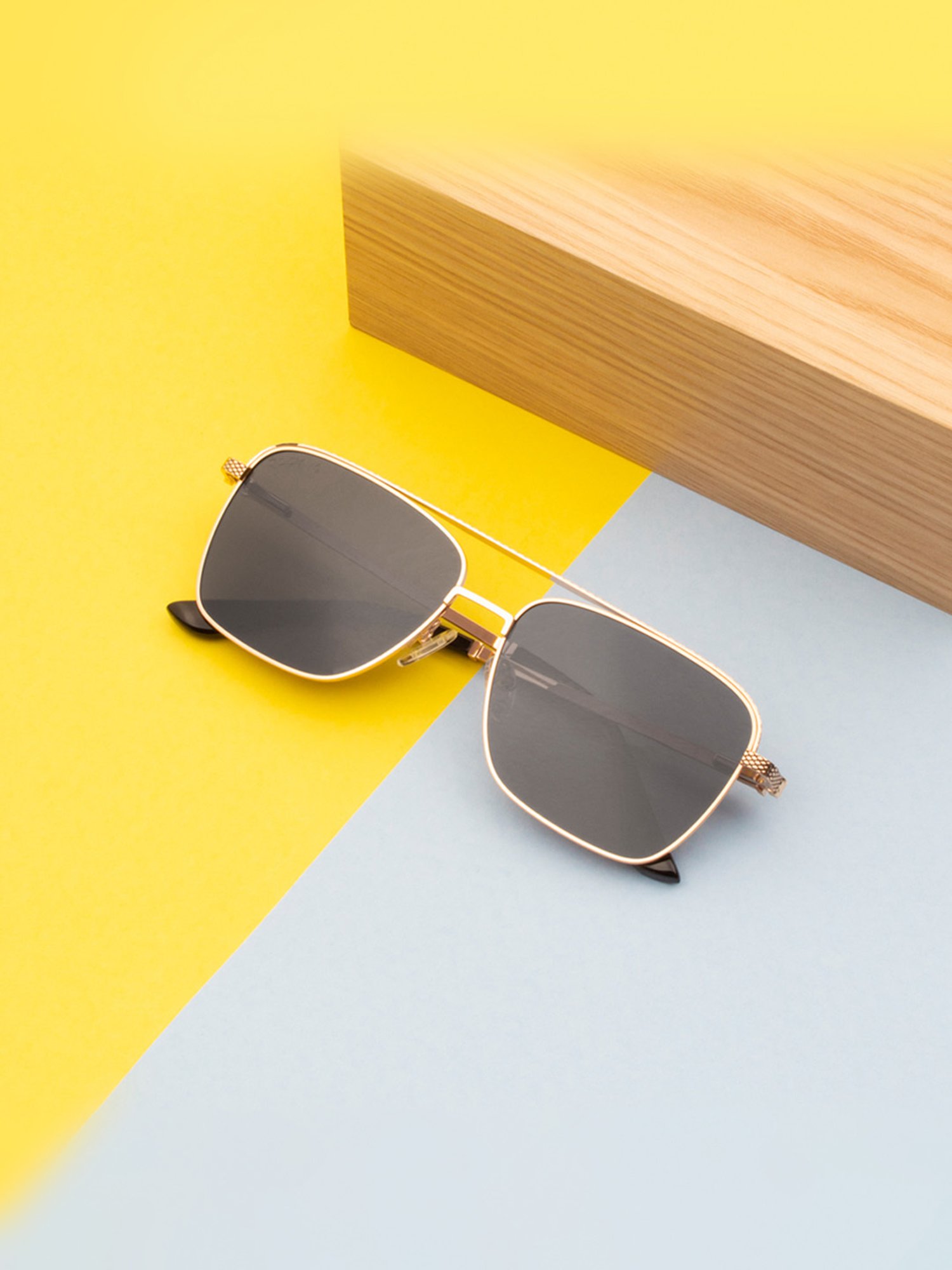 Ted Smith Grey Square Polarized Unisex Sunglasses