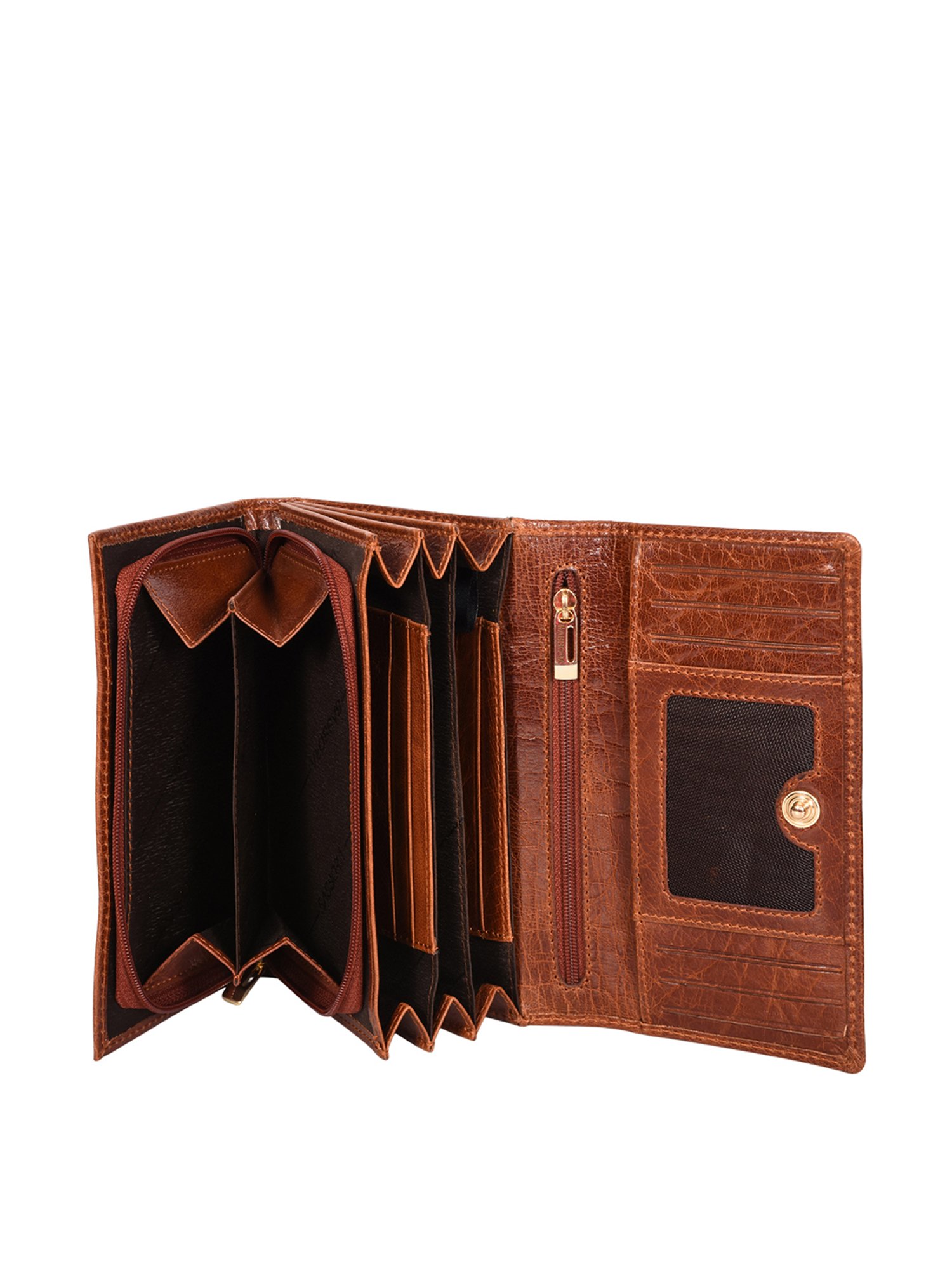 SASSORA Brown Textured Rfid Wallet for Women