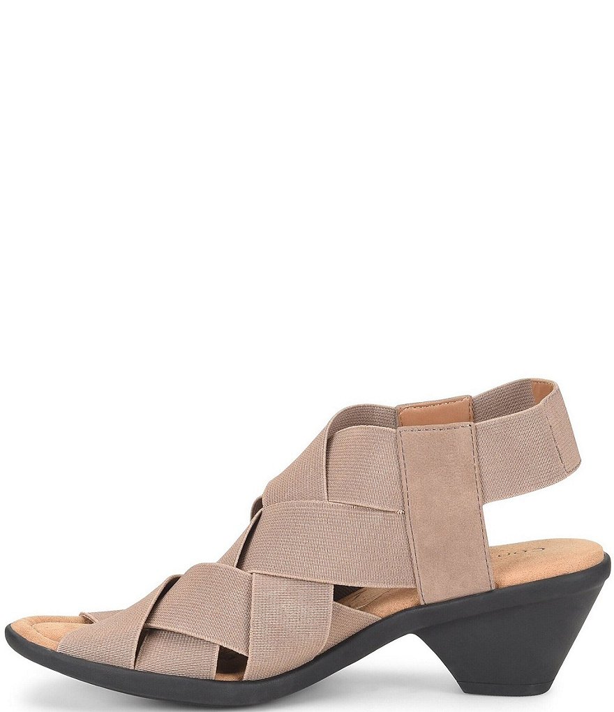 Comfortiva Farrow Elastic & Suede Woven Block Heel Sandals