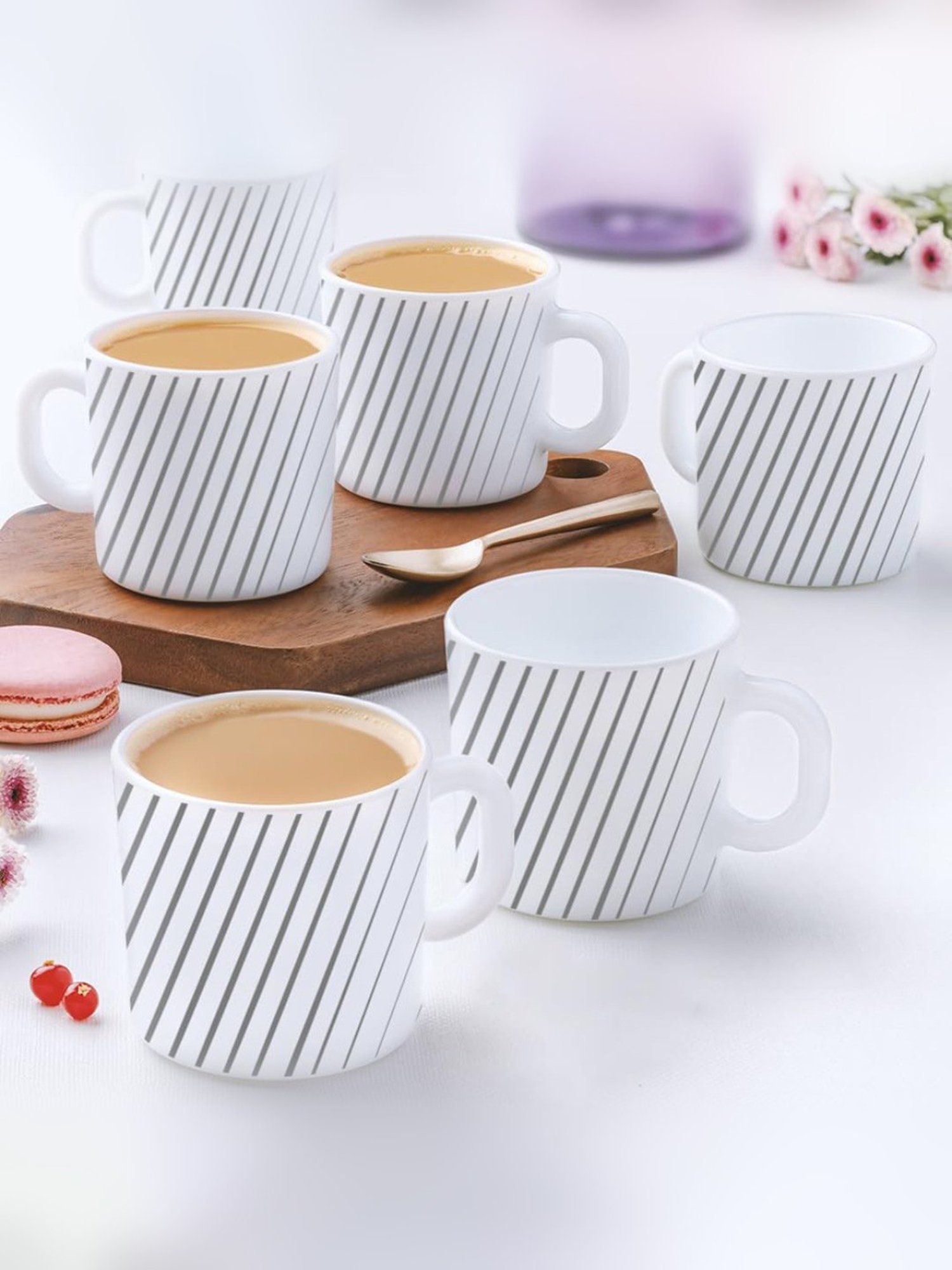 Larah by Borosil Multicolor Ceramic Tea & Coffee Mug - Set of 12 180ml