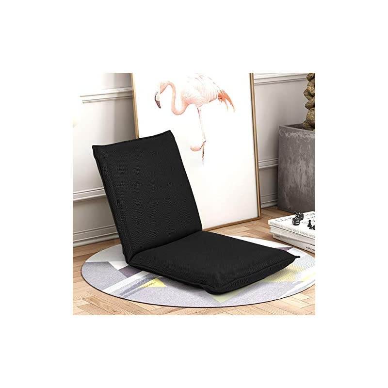 Adjustable Mesh Floor Sofa Chair, 6-Position Multiangle Padded Floor Chair, Cushioned Back Support Versatile, Video Game Chairs for Meditation Seminars Reading TV Watching or Gaming (Black)